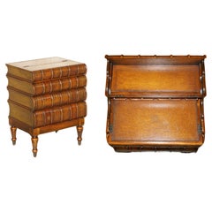 Used FiNE THEODORE ALEXANDER FAUX BOOK BROWN LEATHER CHEST OF DRAWERS WRITING BUREAU