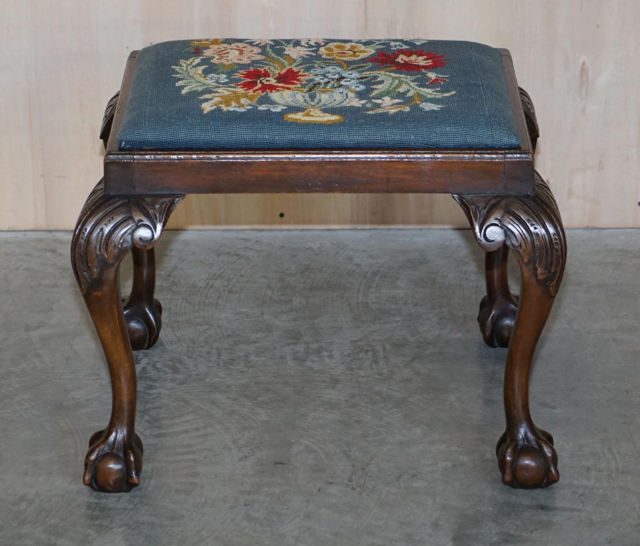 We are delighted to offer for sale this lovely original Thomas Clarkson & Sons LTD circa 1940 hand carved claw & ball cabriolet legged stool based on a George III design.

A very decorative and well made piece, the top has a period Victorian