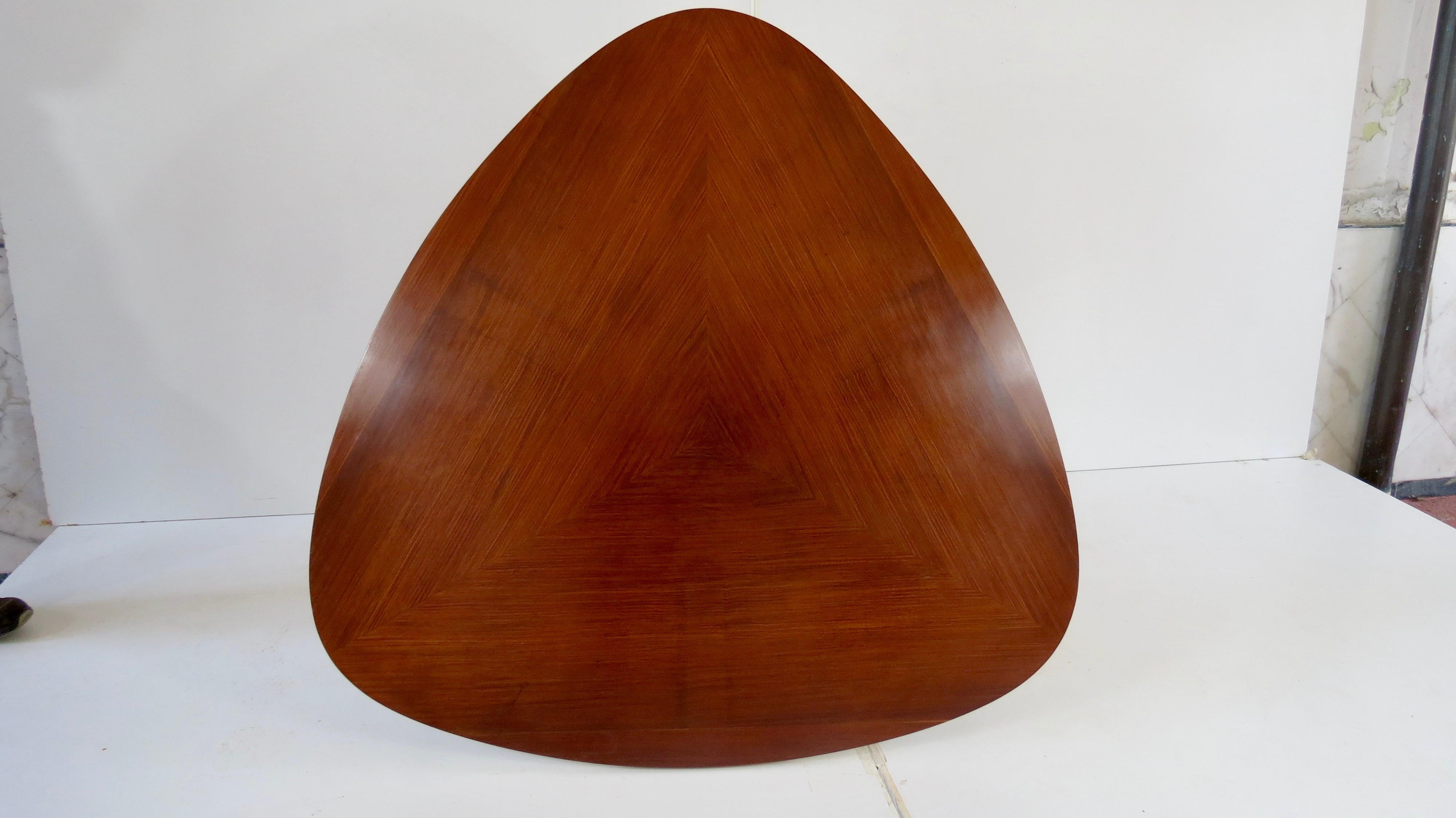 Mid-20th Century Fine Three Feet Silvio Cavatorta Large Teak Triangular Round Dining Table, 1950