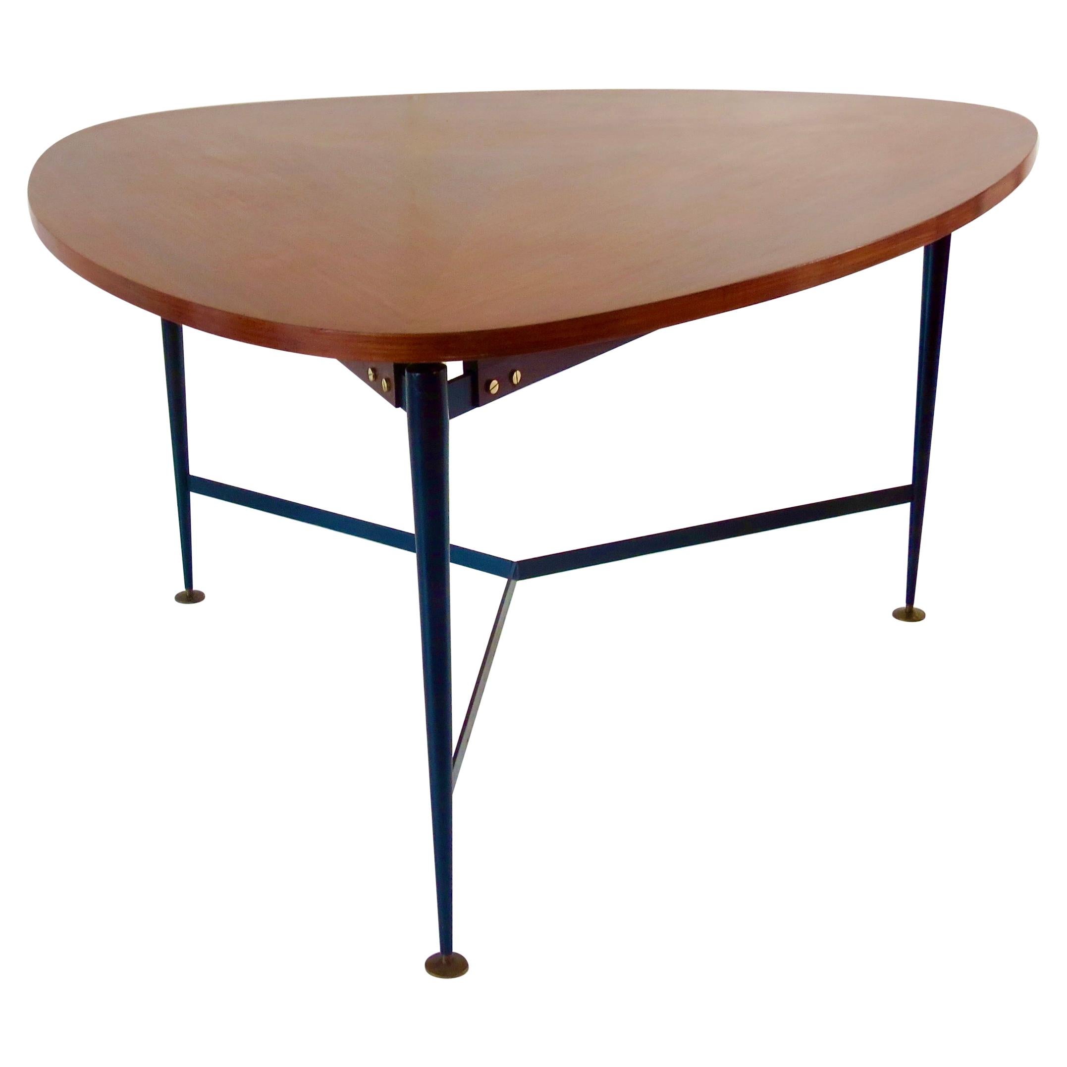 Fine Three Feet Silvio Cavatorta Large Teak Triangular Round Dining Table, 1950