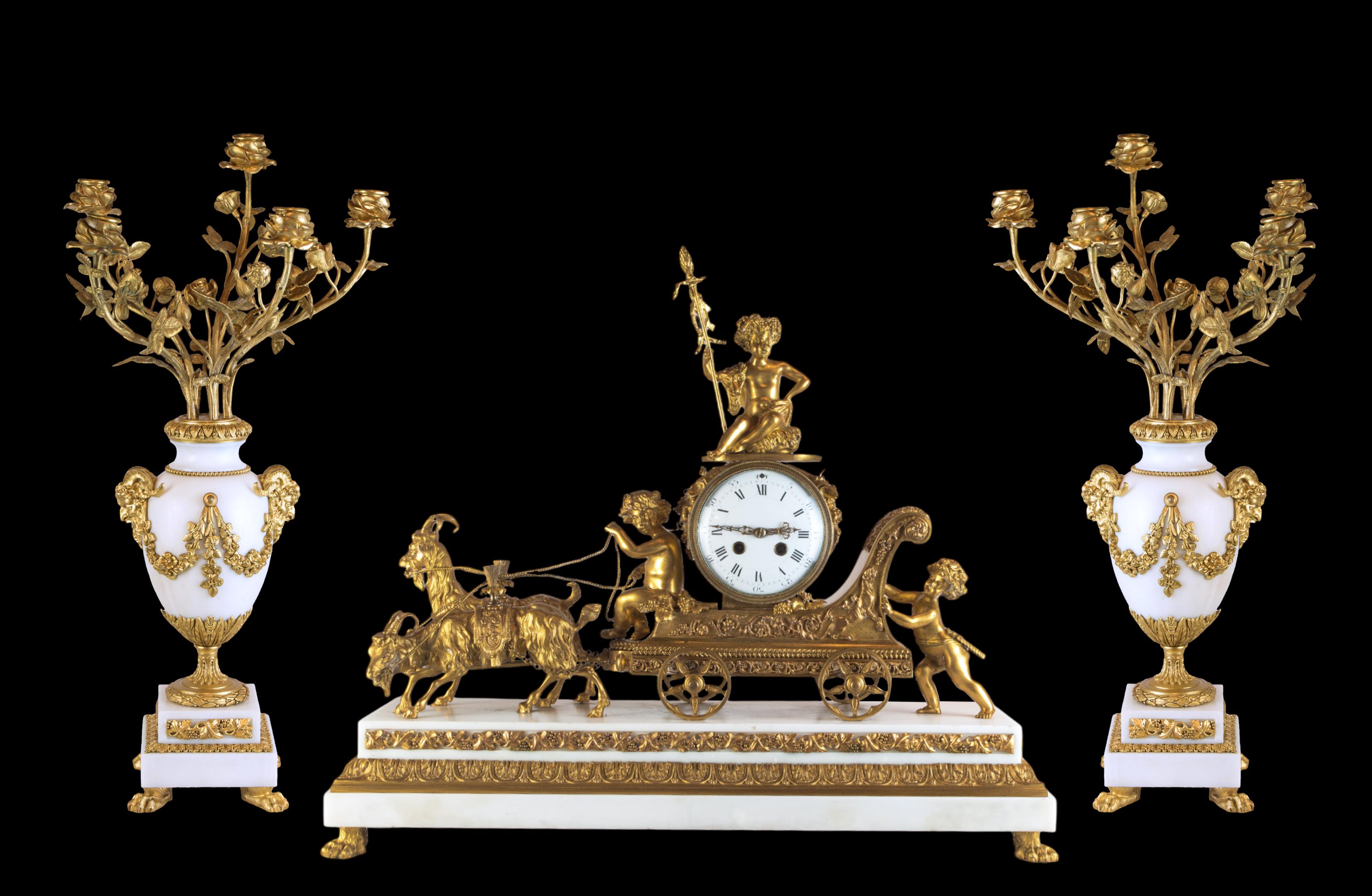 Fine Three pice clock set Of Thor's Chariot  by Samuel Marti  For Sale 2