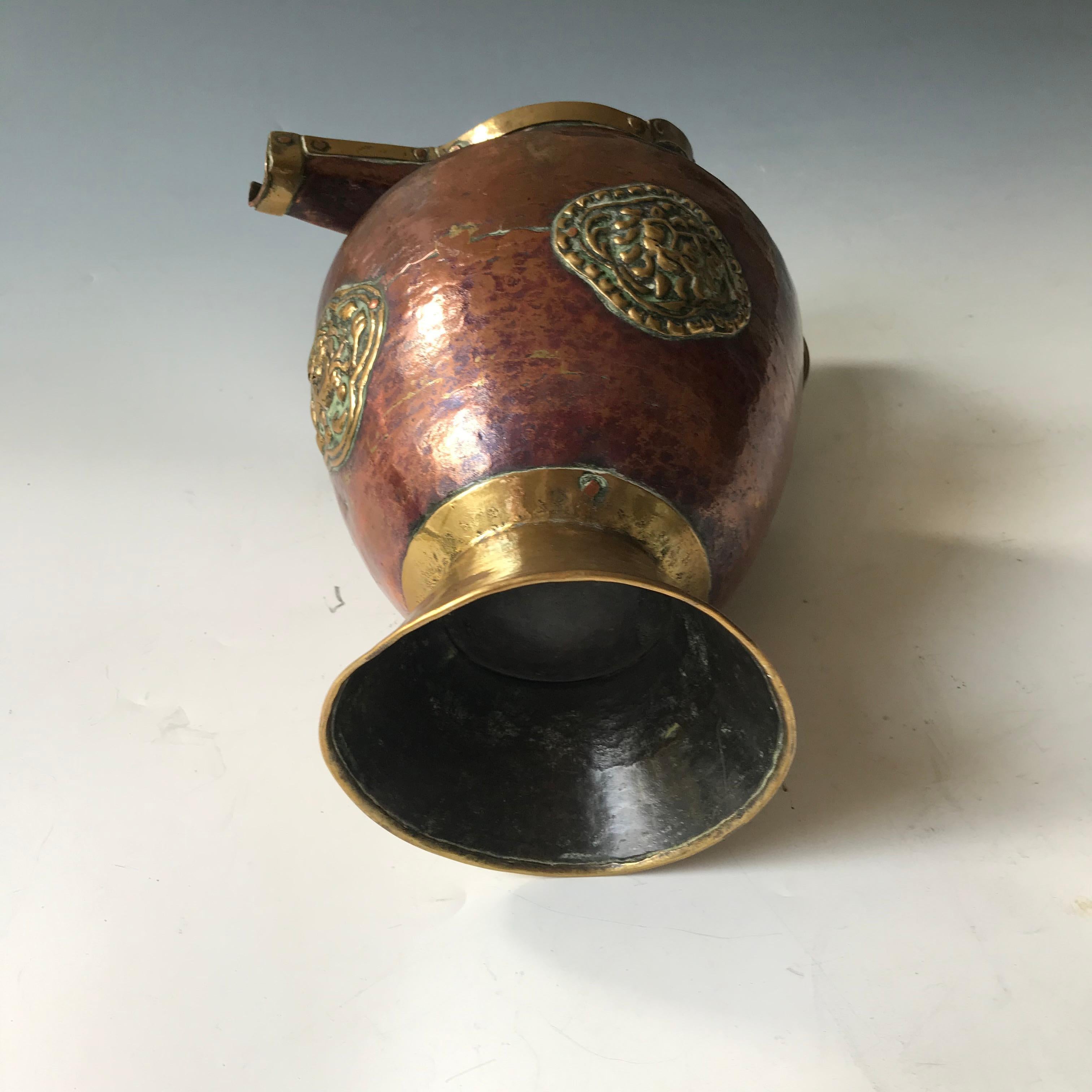 Hammered Fine Tibetan Monks Cap Ewer Asian Antiques