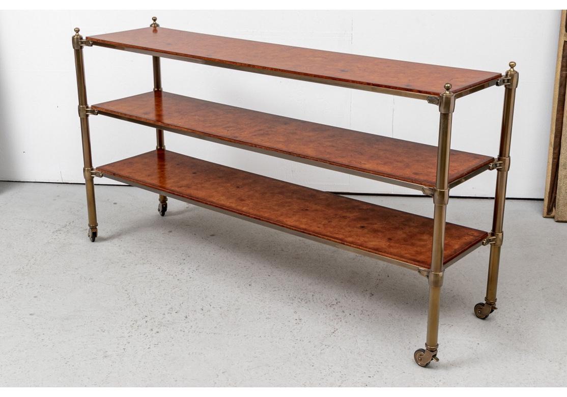Fine Tiered Burl Wood Console by Barclay Butera Lifestyle In Good Condition In Bridgeport, CT