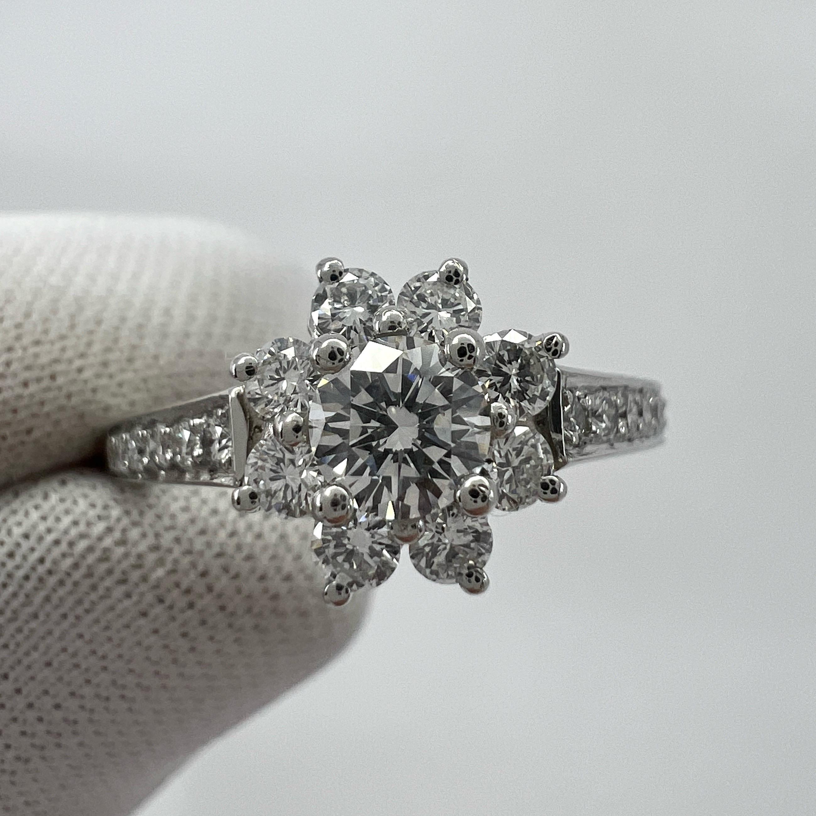 Round Cut Fine Tiffany & Co. Diamond Flower Flora 950 Platinum Cocktail Cluster Ring