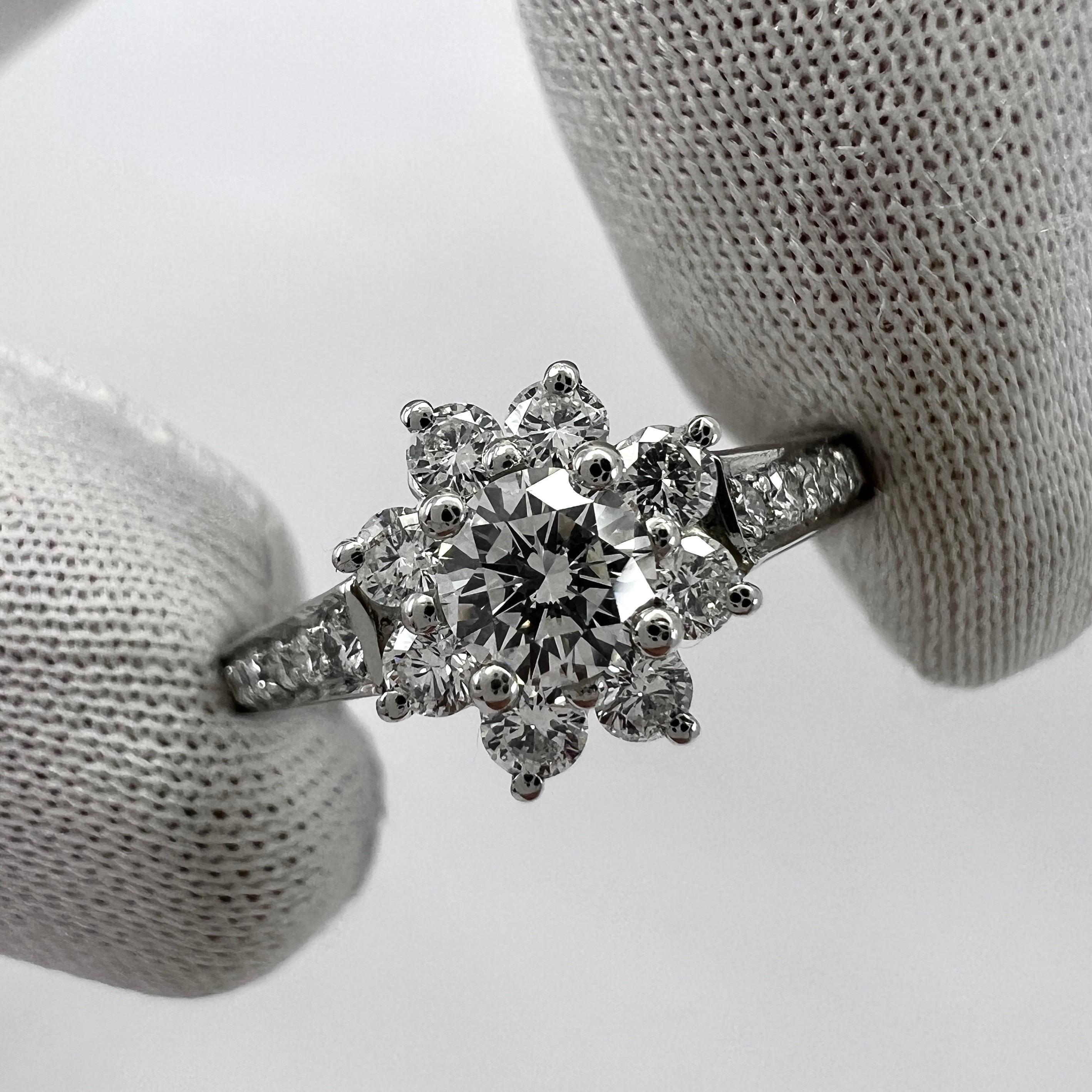 Fine Tiffany & Co. Diamond Flower Flora 950 Platinum Cocktail Cluster Ring In Excellent Condition In Birmingham, GB