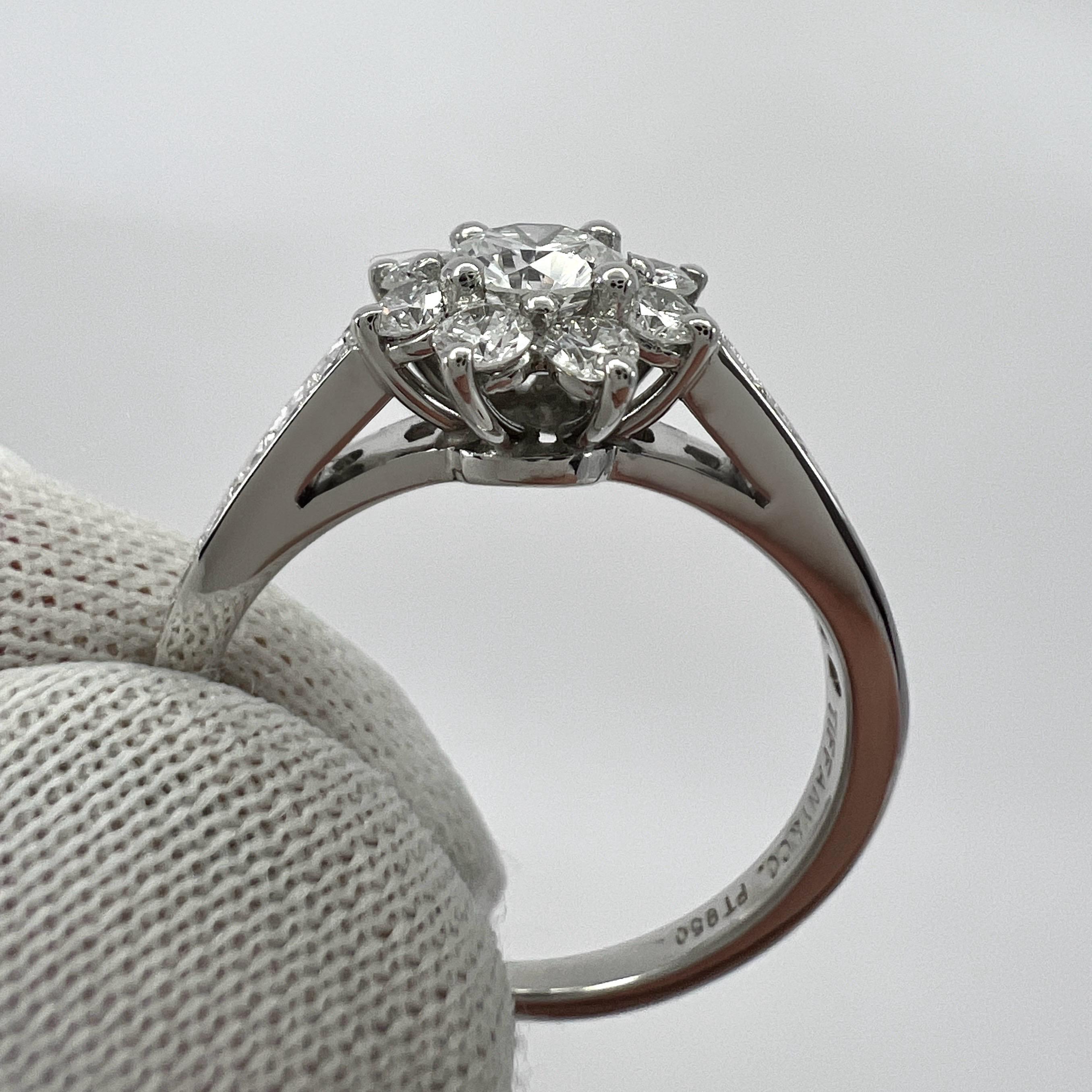 Women's Fine Tiffany & Co. Diamond Flower Flora 950 Platinum Cocktail Cluster Ring