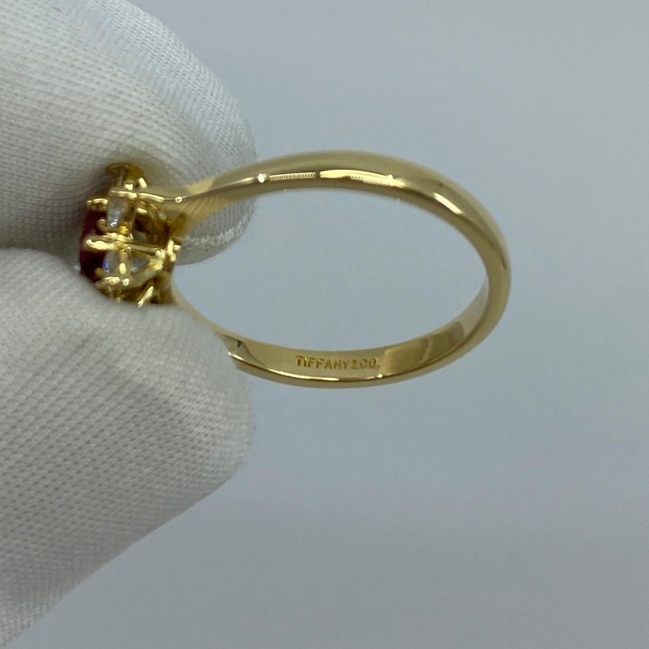 Fine Tiffany & Co. Ruby & Diamond Buttercup Flower 18k Yellow Gold Cluster Ring 6