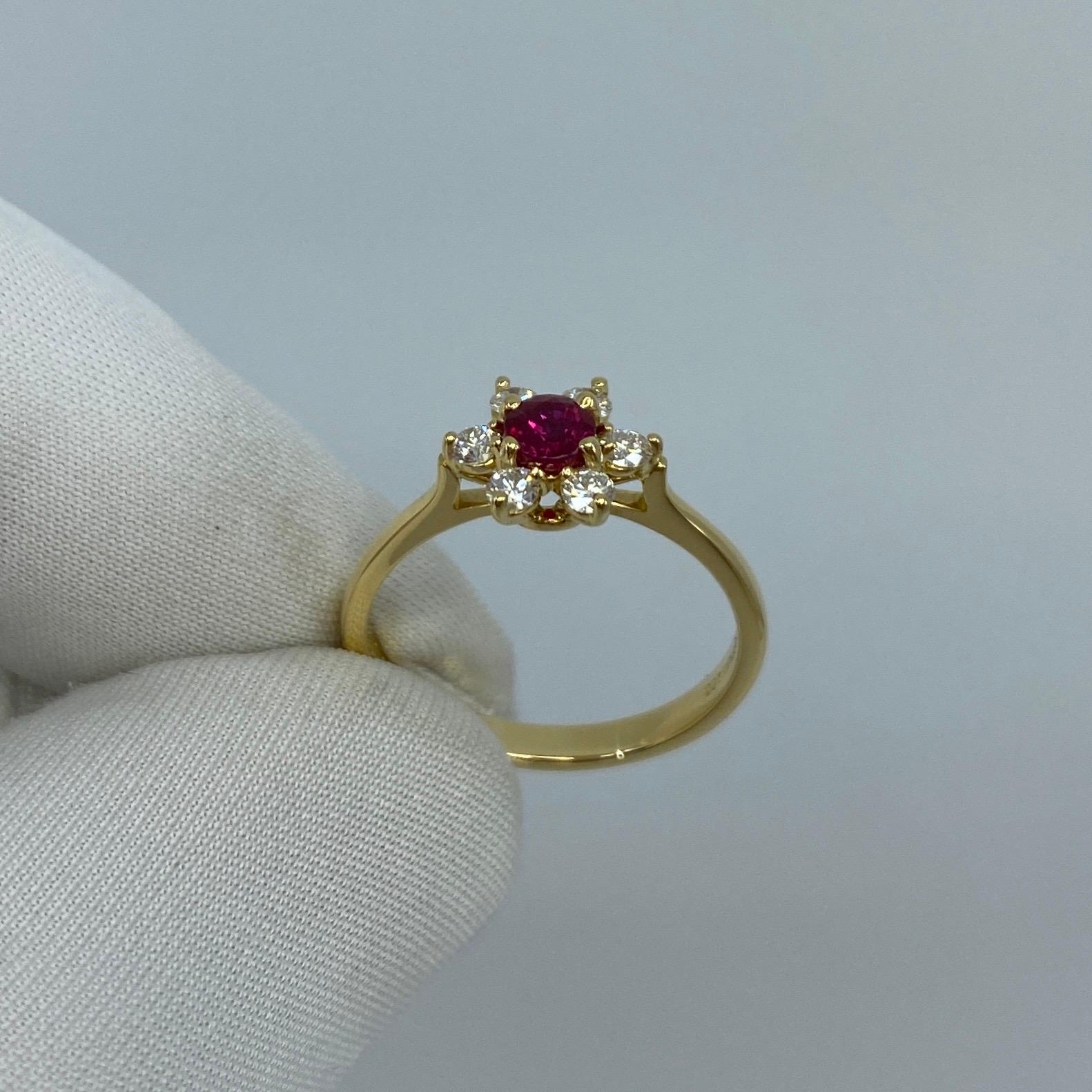 Fine Tiffany & Co. Ruby & Diamond Buttercup Flower 18k Yellow Gold Cluster Ring 1
