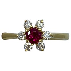 Fine Tiffany & Co. Ruby & Diamond Buttercup Flower 18k Yellow Gold Cluster Ring