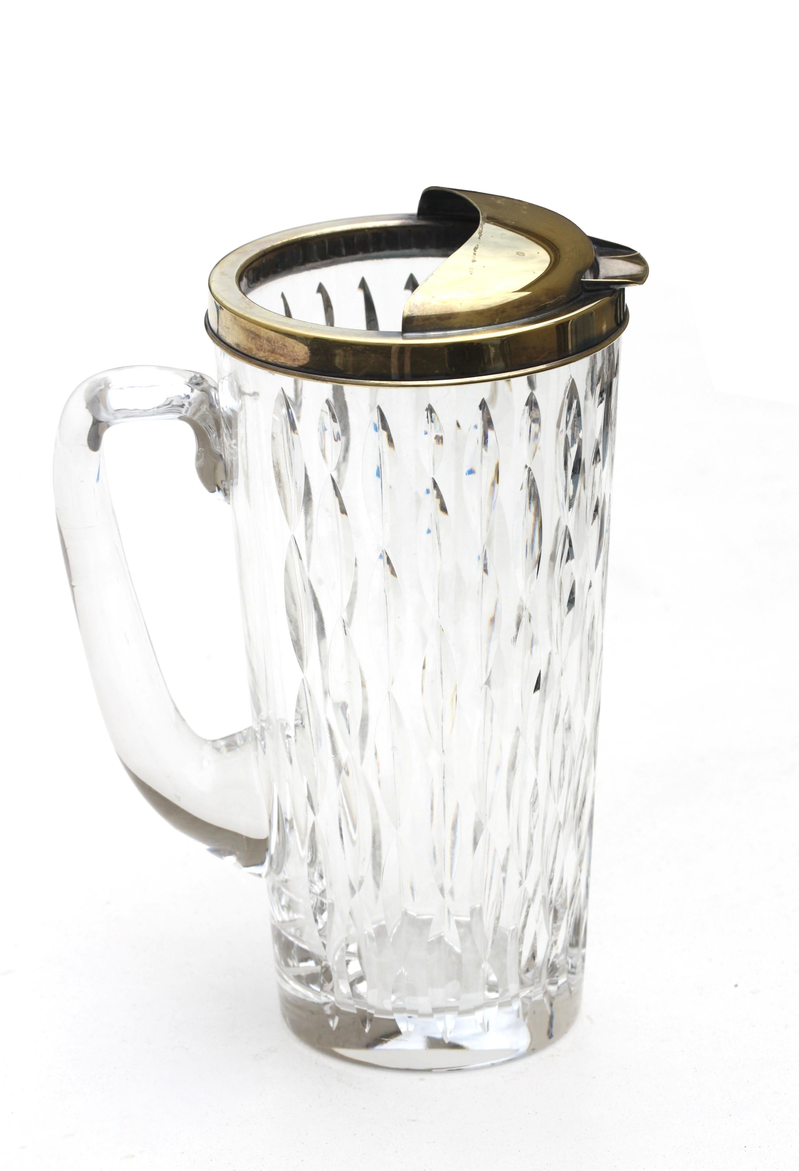 Fine Tiffany silver gilt mounted hawkes glass pitcher.
American, circa 1904, in the 