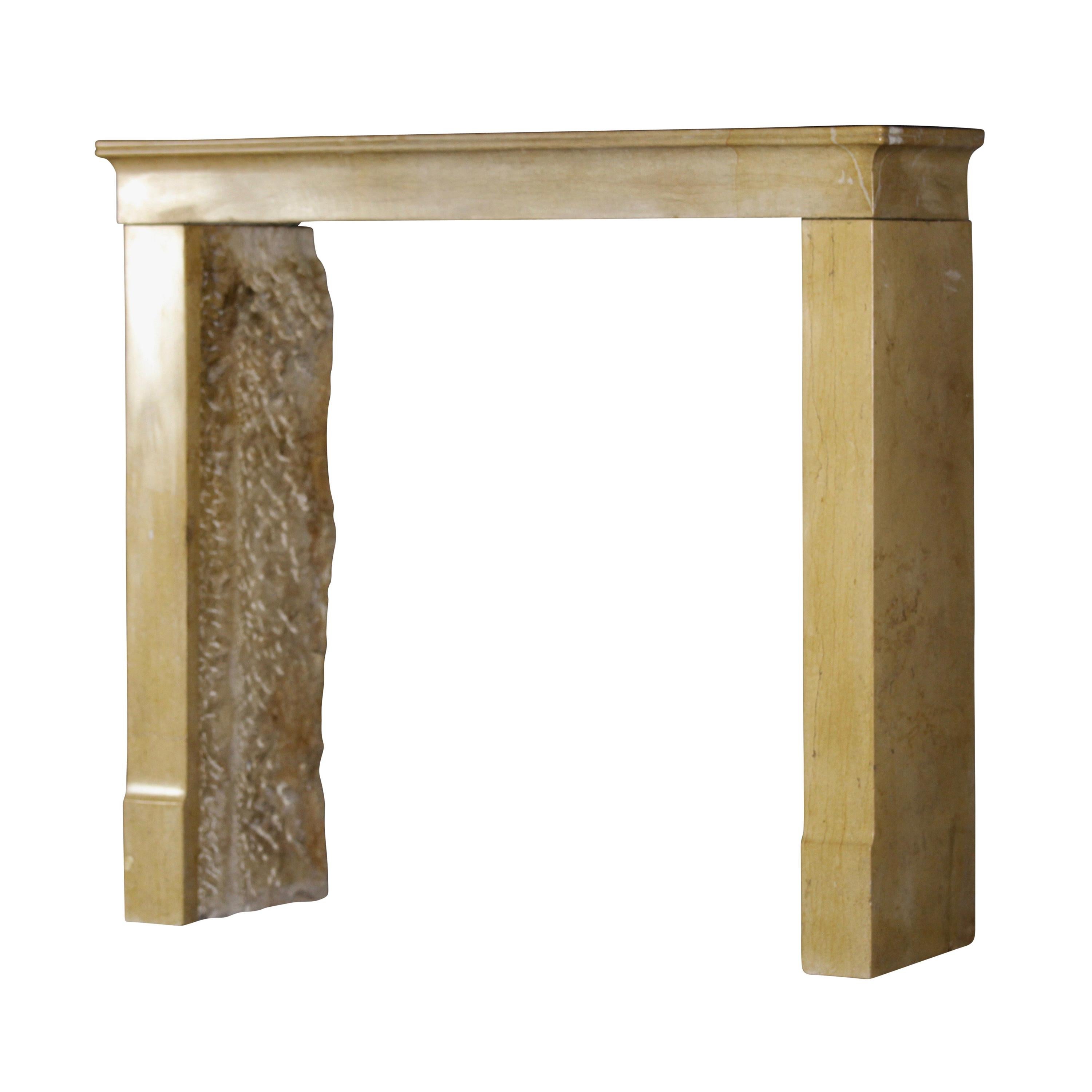 Fine Timeless Small Original French Antique Fireplace Surround in Limestone For Sale
