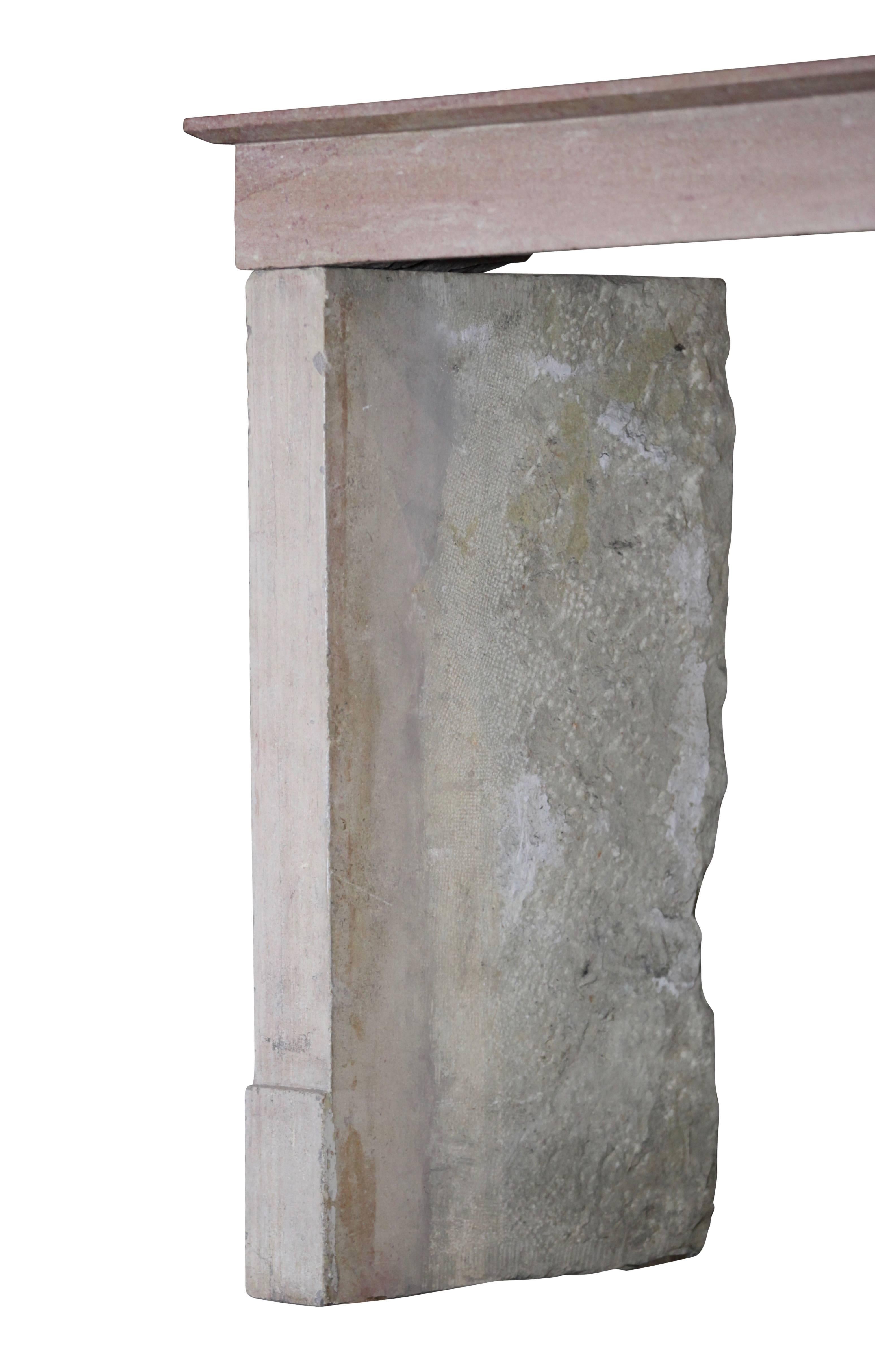Fine Timely Antique French Fireplace Surround in Limestone In Good Condition For Sale In Beervelde, BE