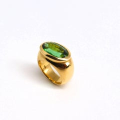 Ring in Rose Gold with 1 Green Tourmaline oval 16x9mm.