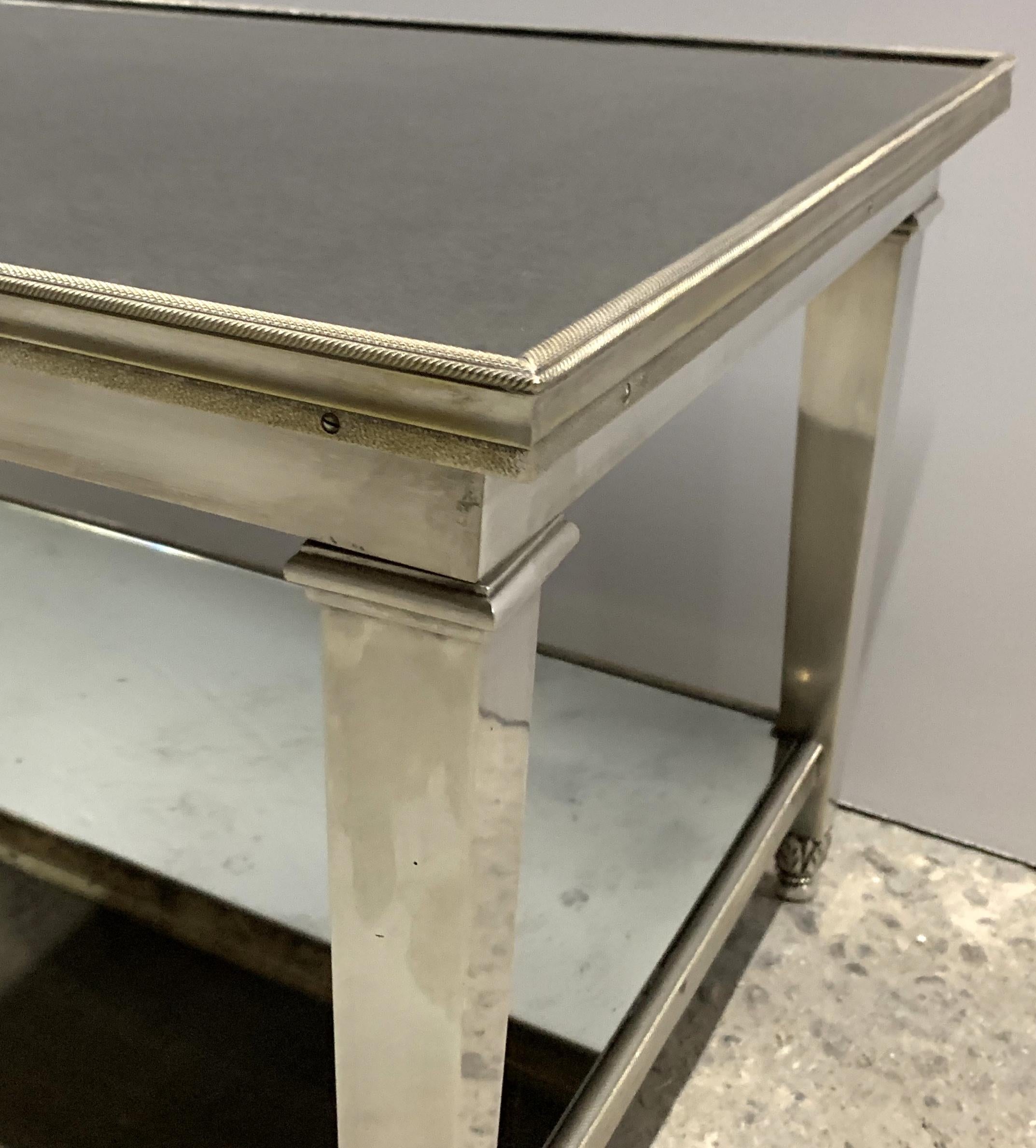 Argentato Fine Transition Midcentury Nichel Silvered Bronze Mirror Coffee Cocktail Table in vendita