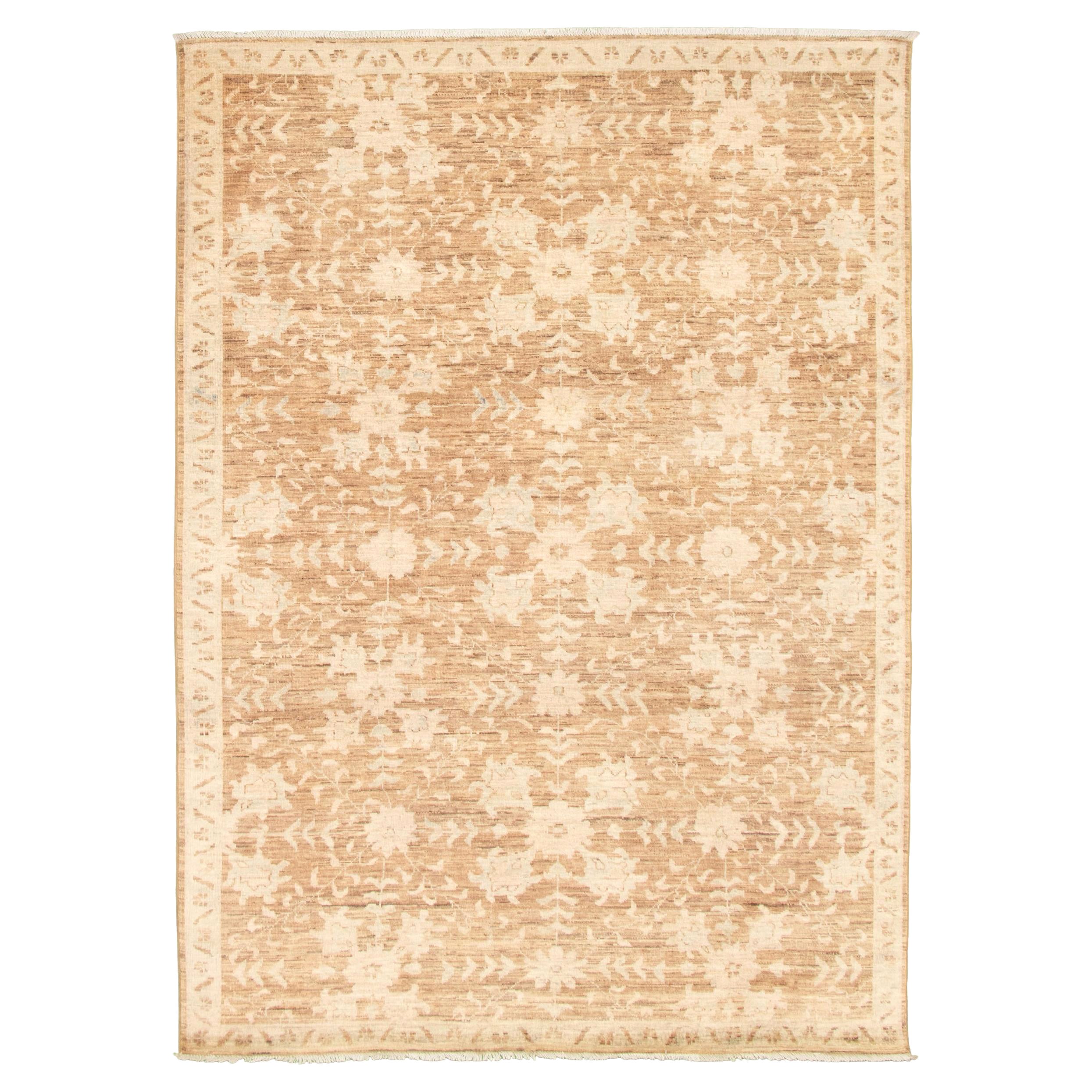 Persischer Oushak-Teppich aus Wolle im Übergangsstil, handgeknüpft, 6' x 9'