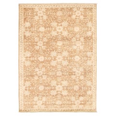 Tappeto persiano Oushak in lana neutra di transizione, annodato a mano, 6' x 9'