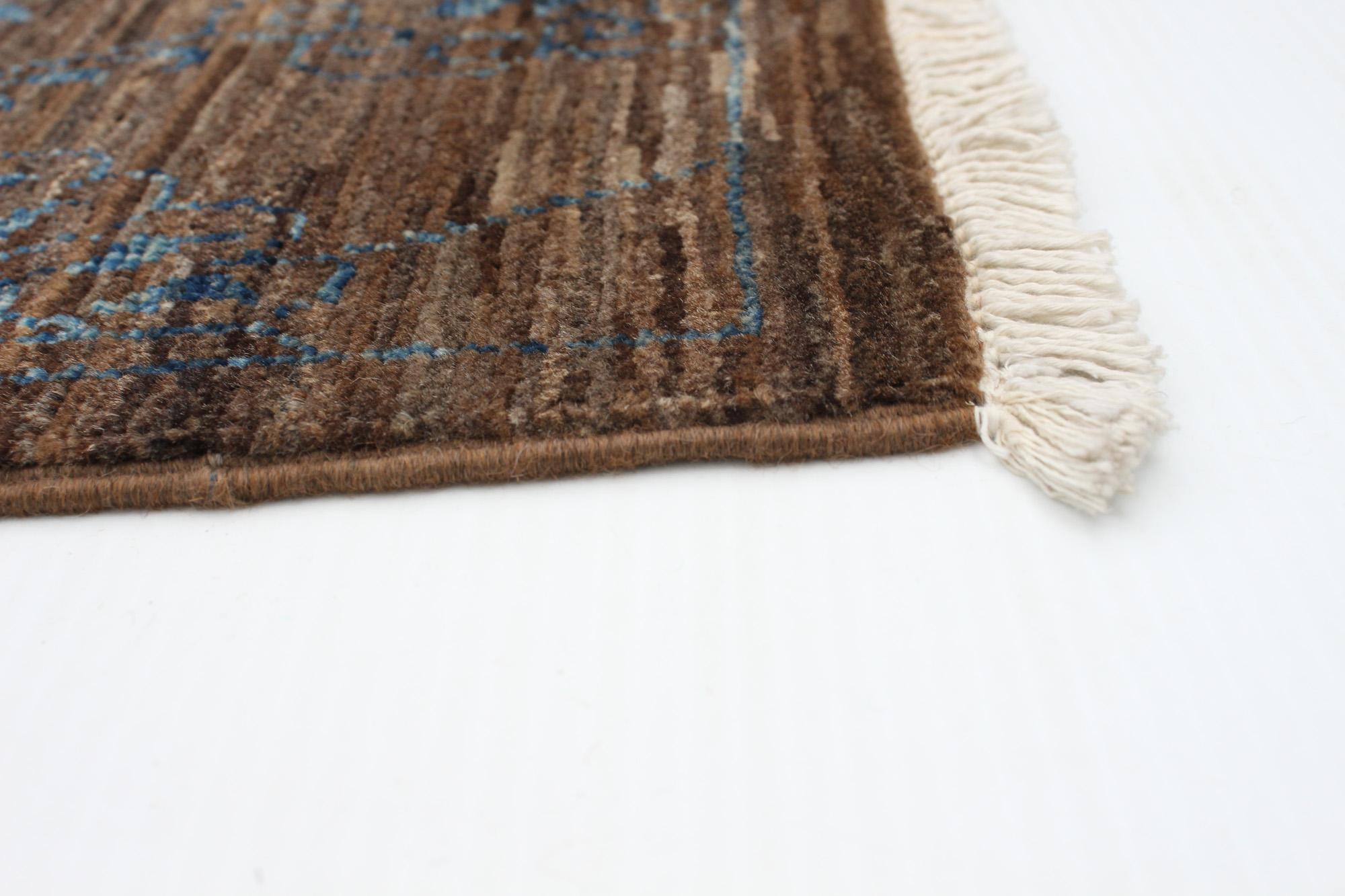 Handgeknüpfter Perserteppich aus Wolle, Blau und Brown, 6' x 9' (Pflanzlich gefärbt) im Angebot