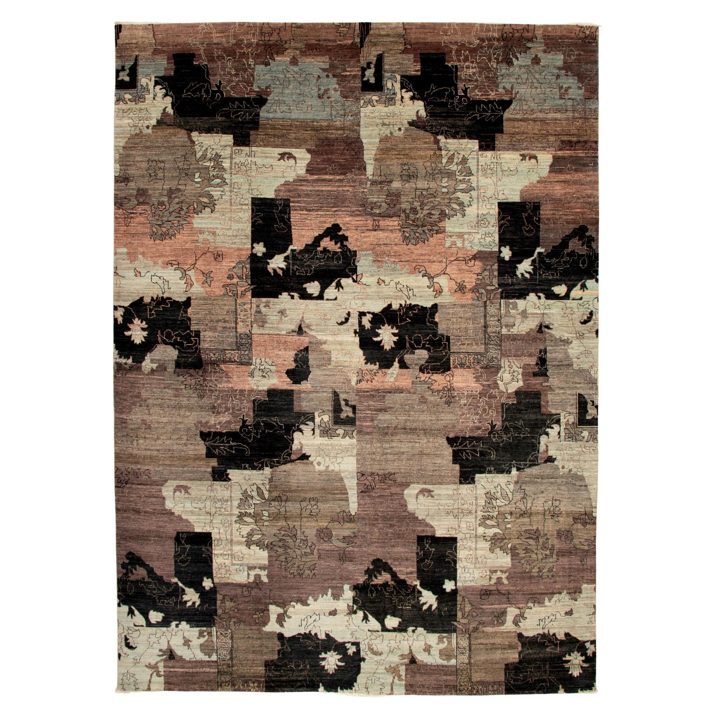 Neutral Transitional and Modern Hand-Knotted Persian Carpet, 10' x 14' For Sale