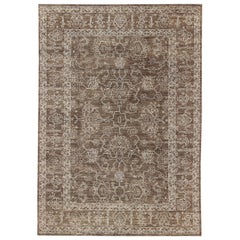 Vintage Fine Transitional Rug with Stylized Geometric Motifs in Brown & Tan