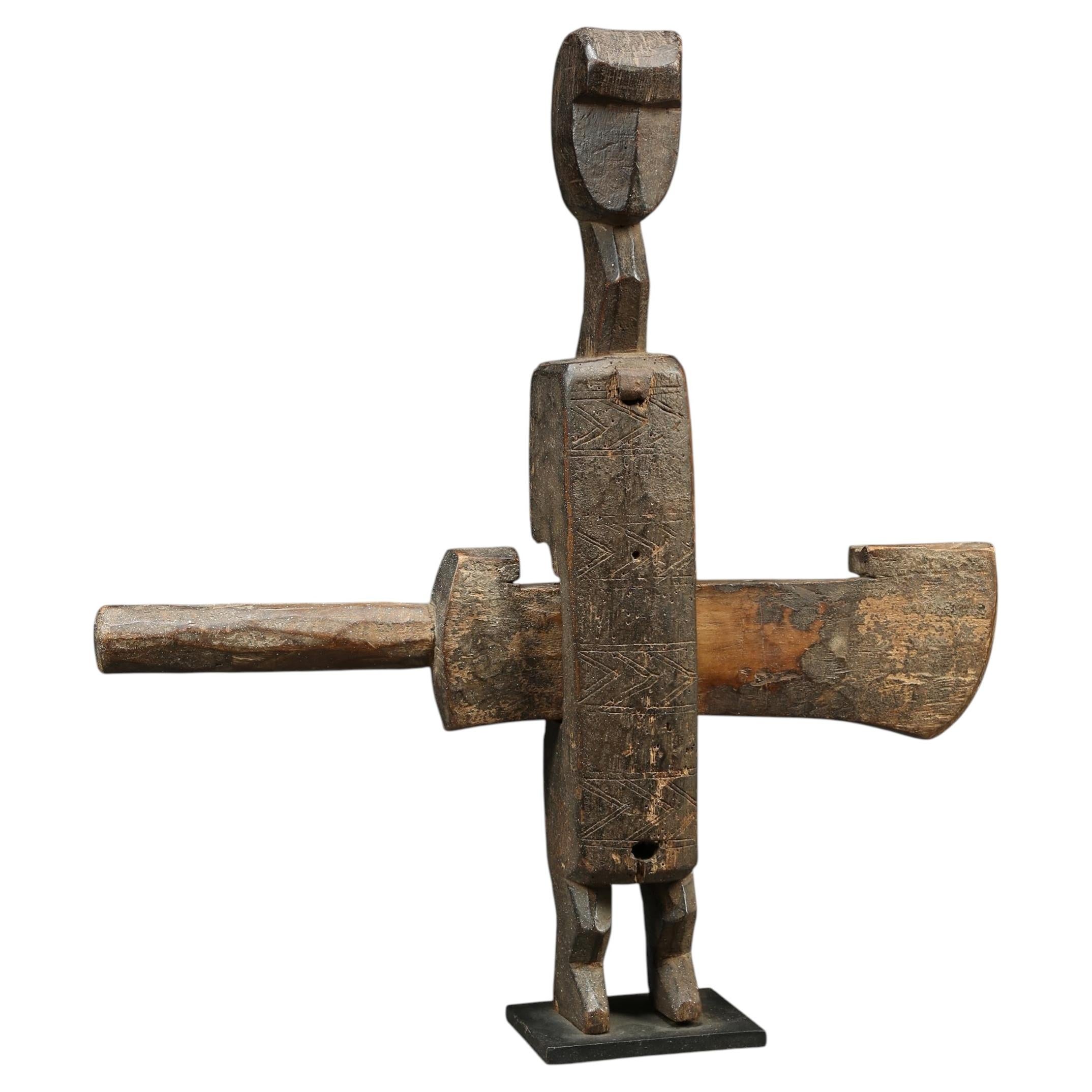 Fine Tribal Bambara Cubist Figurative Wood Door Lock Early 20th c Mali  Africa