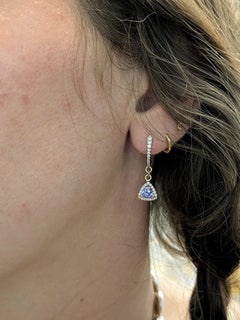 Fine Trillion Tanzanite Earrings with Natural Diamonds in 14K White Gold