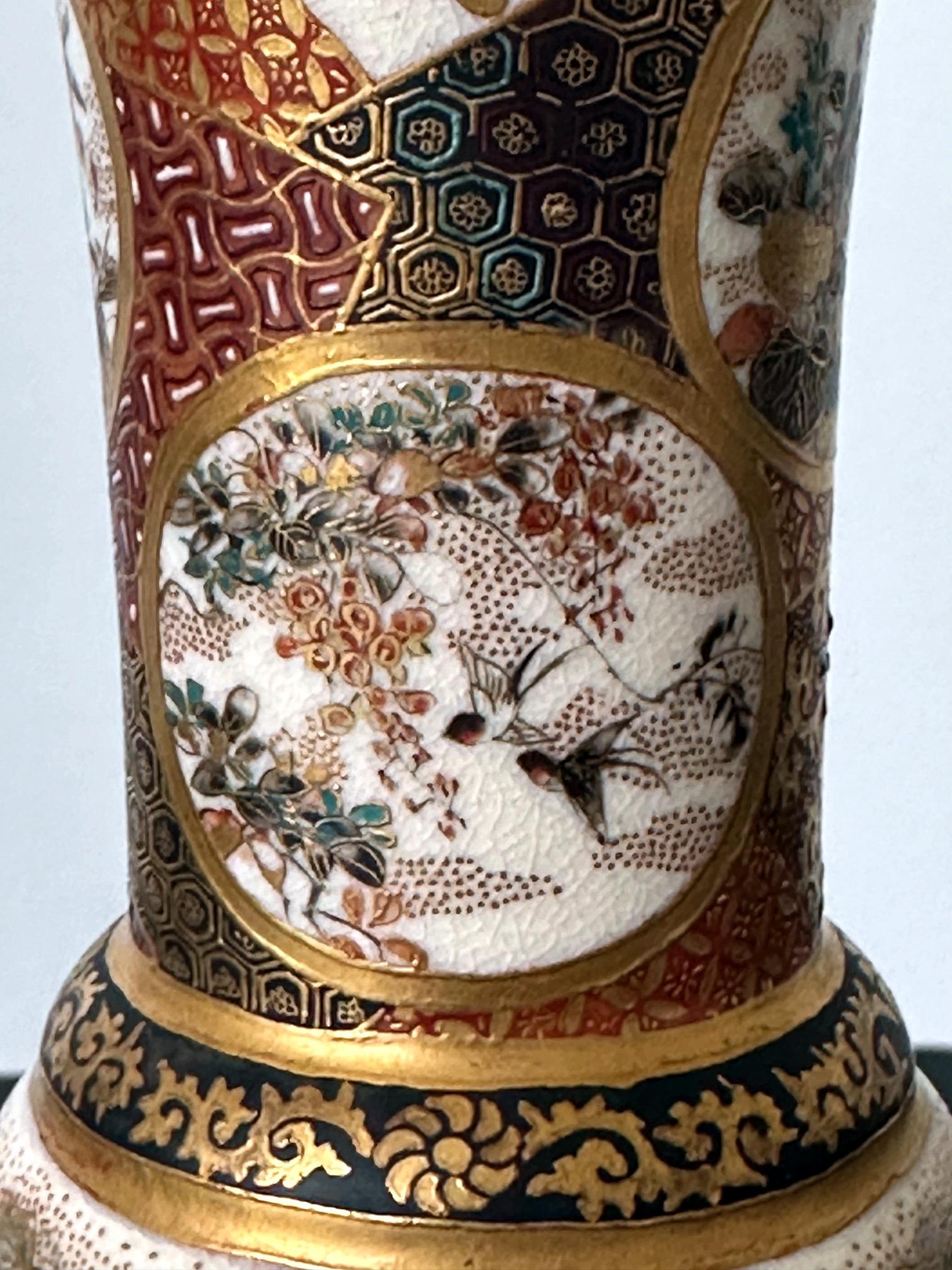 Fine Trumpet Satsuma Vase by Taizan Yohei For Sale 2