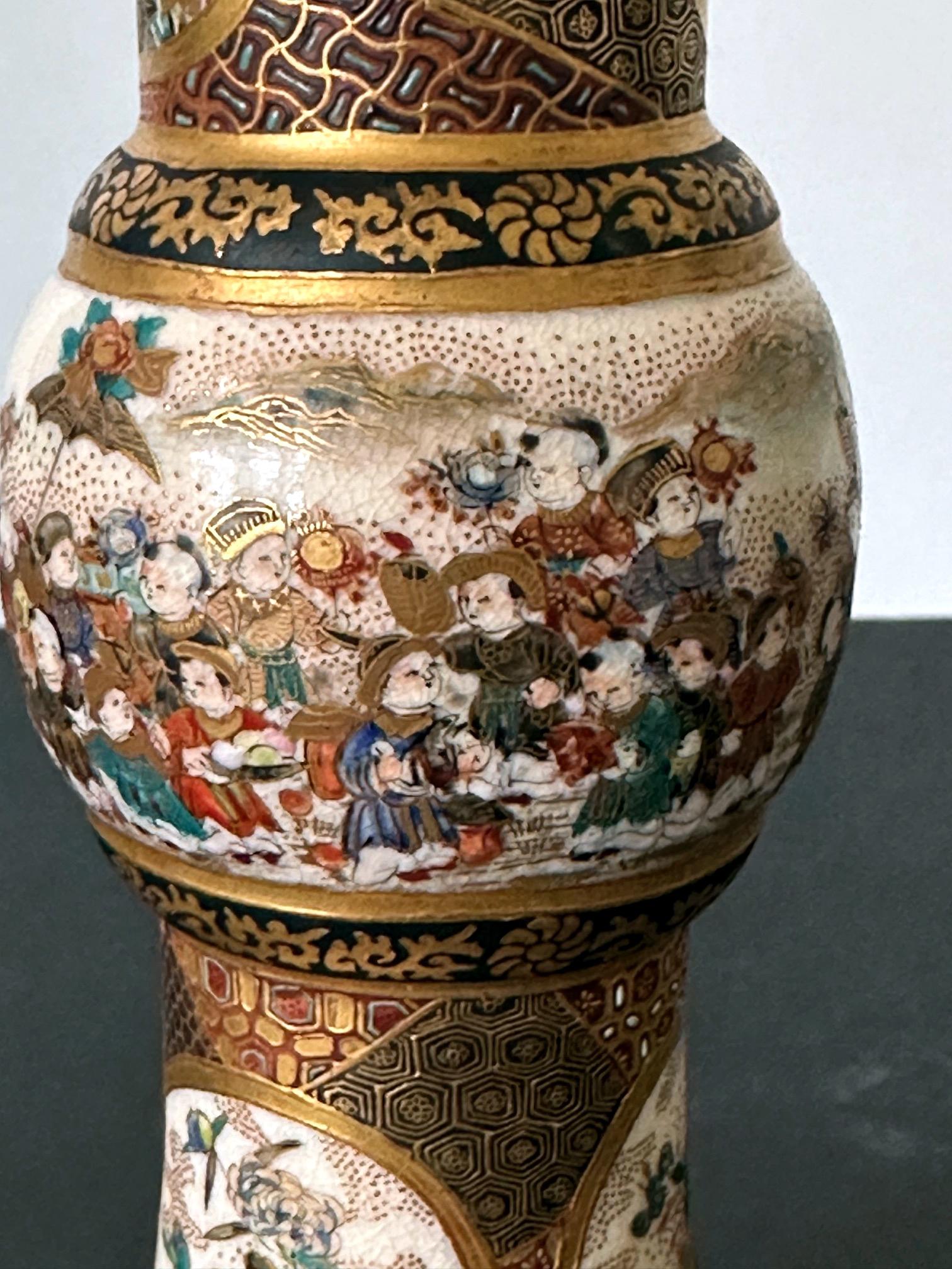 Fine Trumpet Satsuma Vase by Taizan Yohei For Sale 6