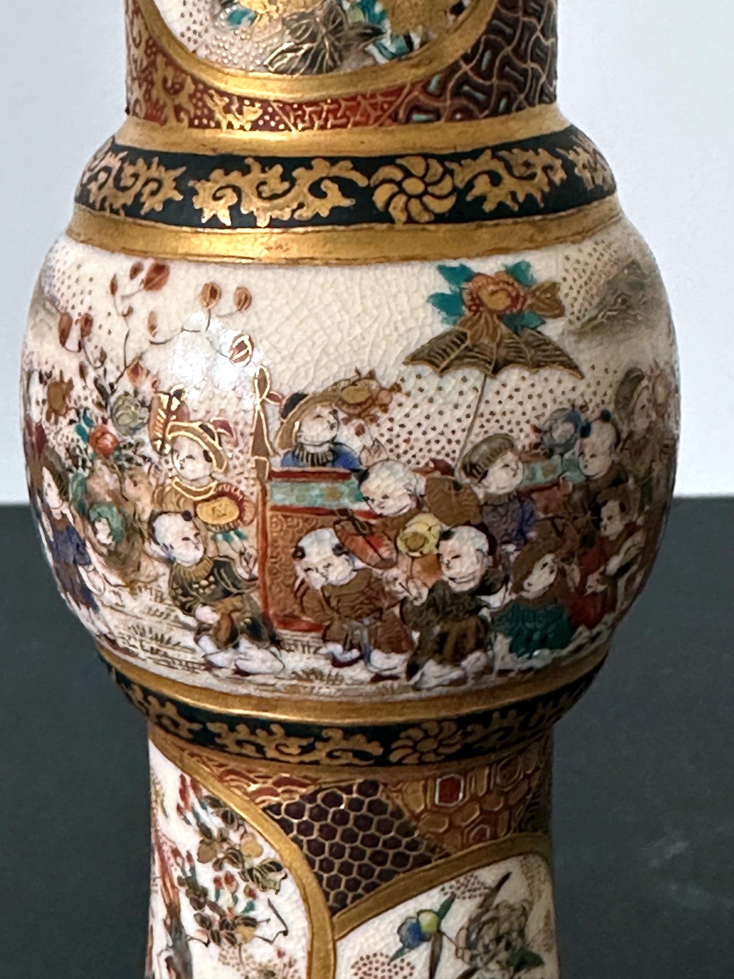 Fine Trumpet Satsuma Vase by Taizan Yohei For Sale 7