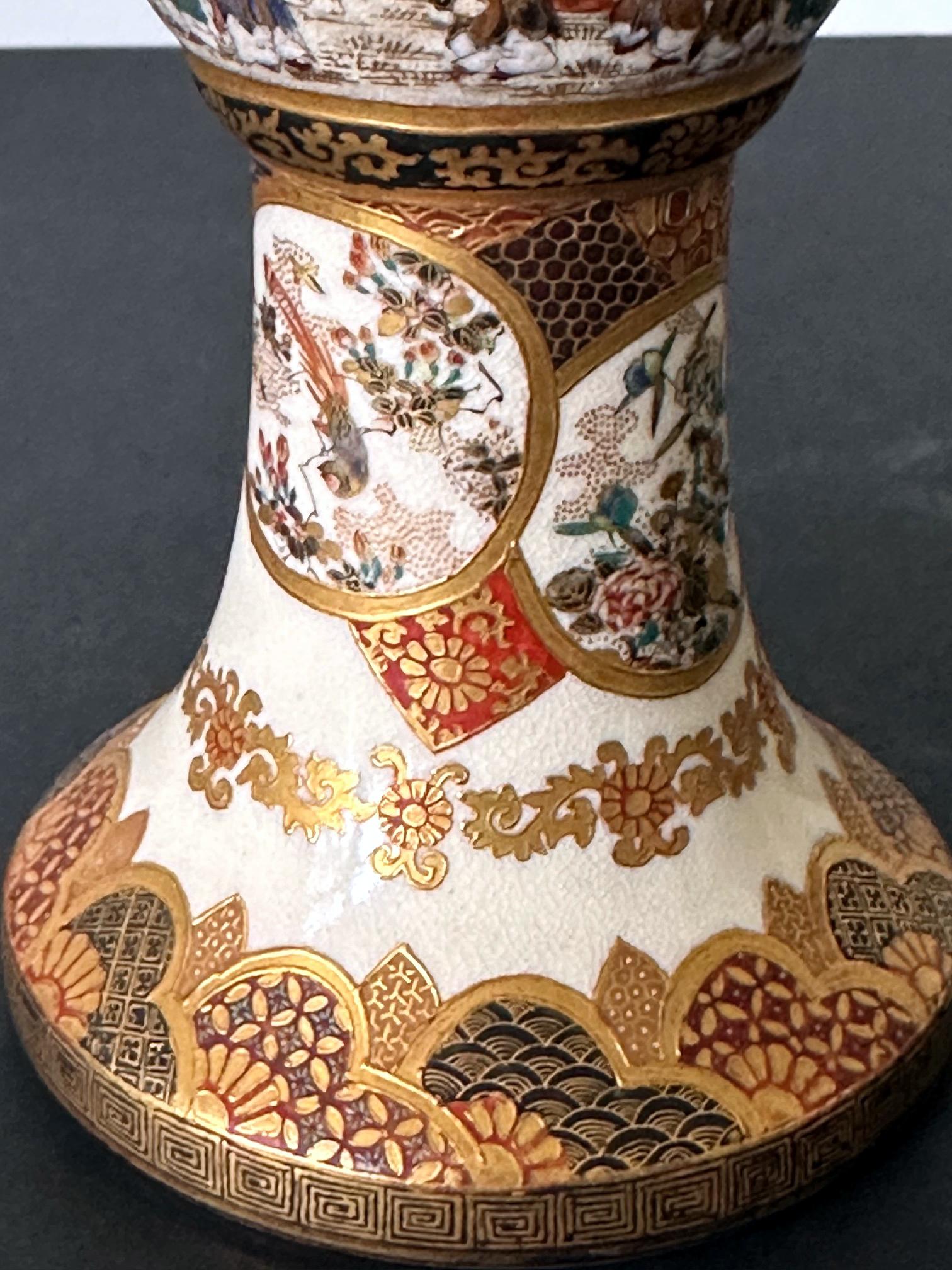 Fine Trumpet Satsuma Vase by Taizan Yohei For Sale 9