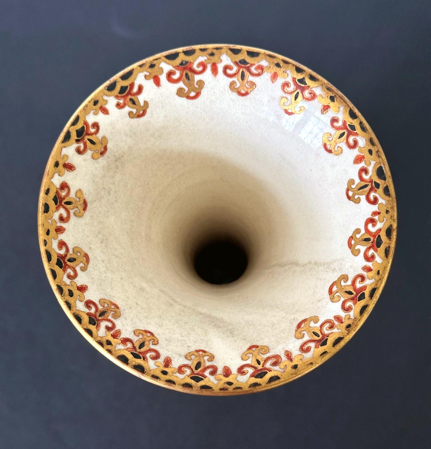Late 19th Century Fine Trumpet Satsuma Vase by Taizan Yohei For Sale