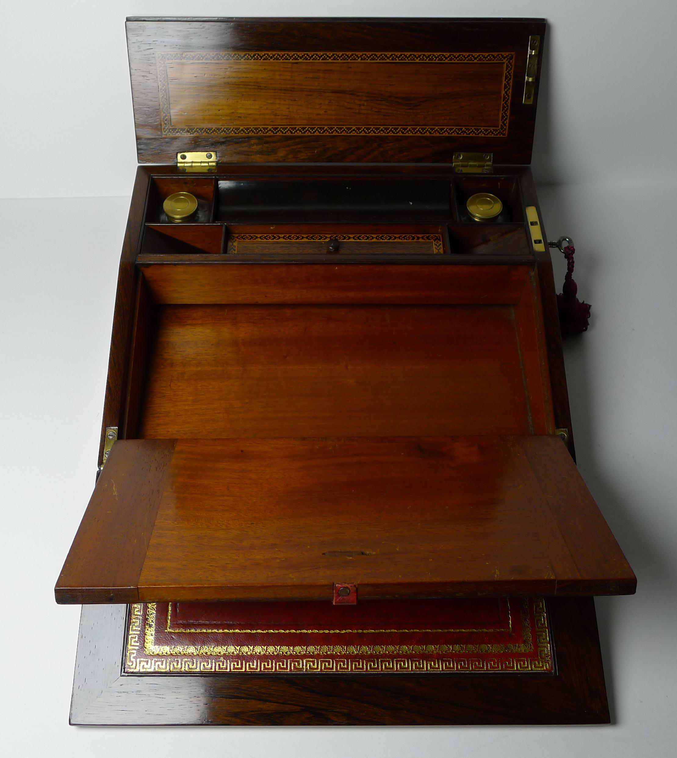 Tunbridge Ware Schreibtischschachtel / Lap Desk - Eridge Castle c.1870 im Angebot 6