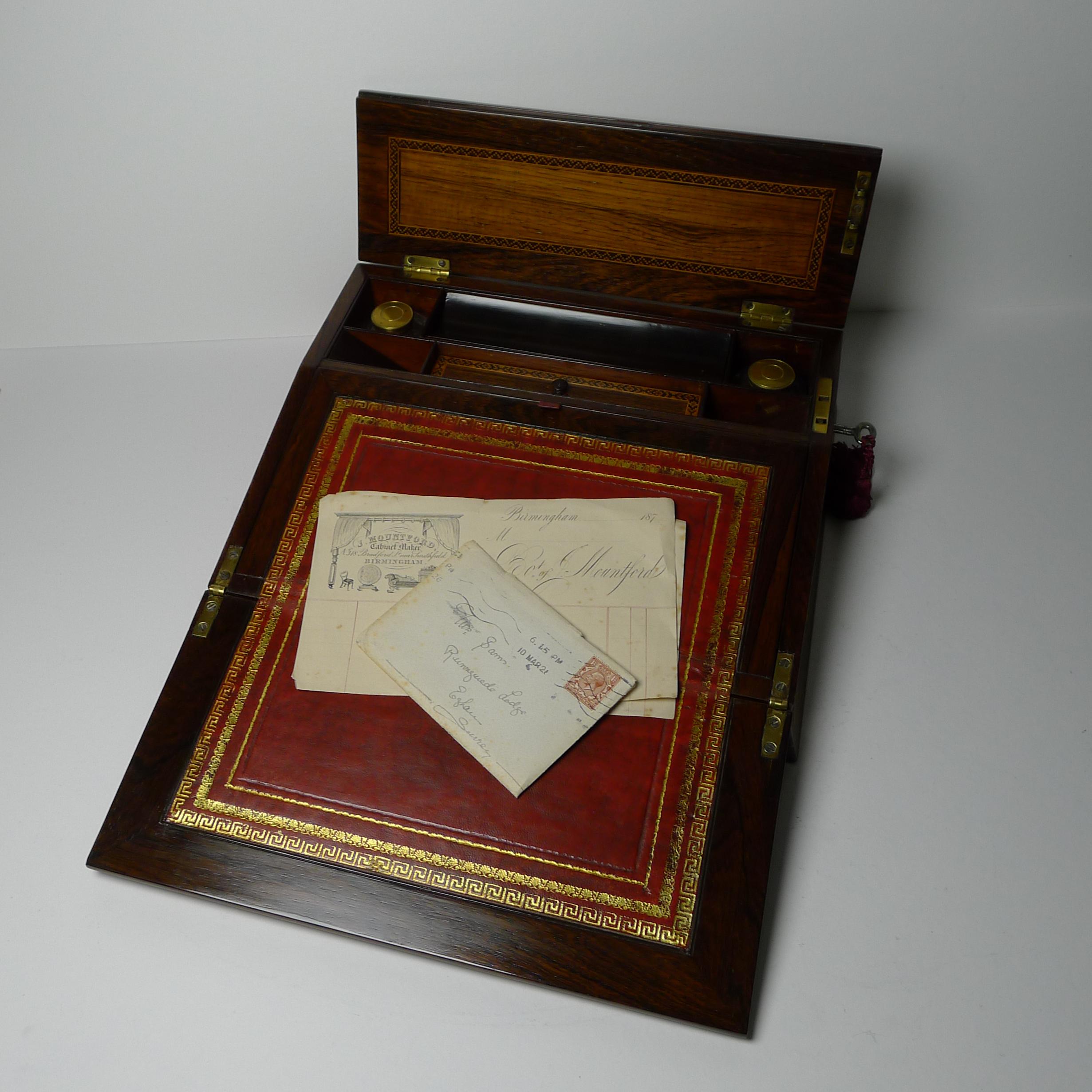 Tunbridge Ware Schreibtischschachtel / Lap Desk - Eridge Castle c.1870 im Angebot 8
