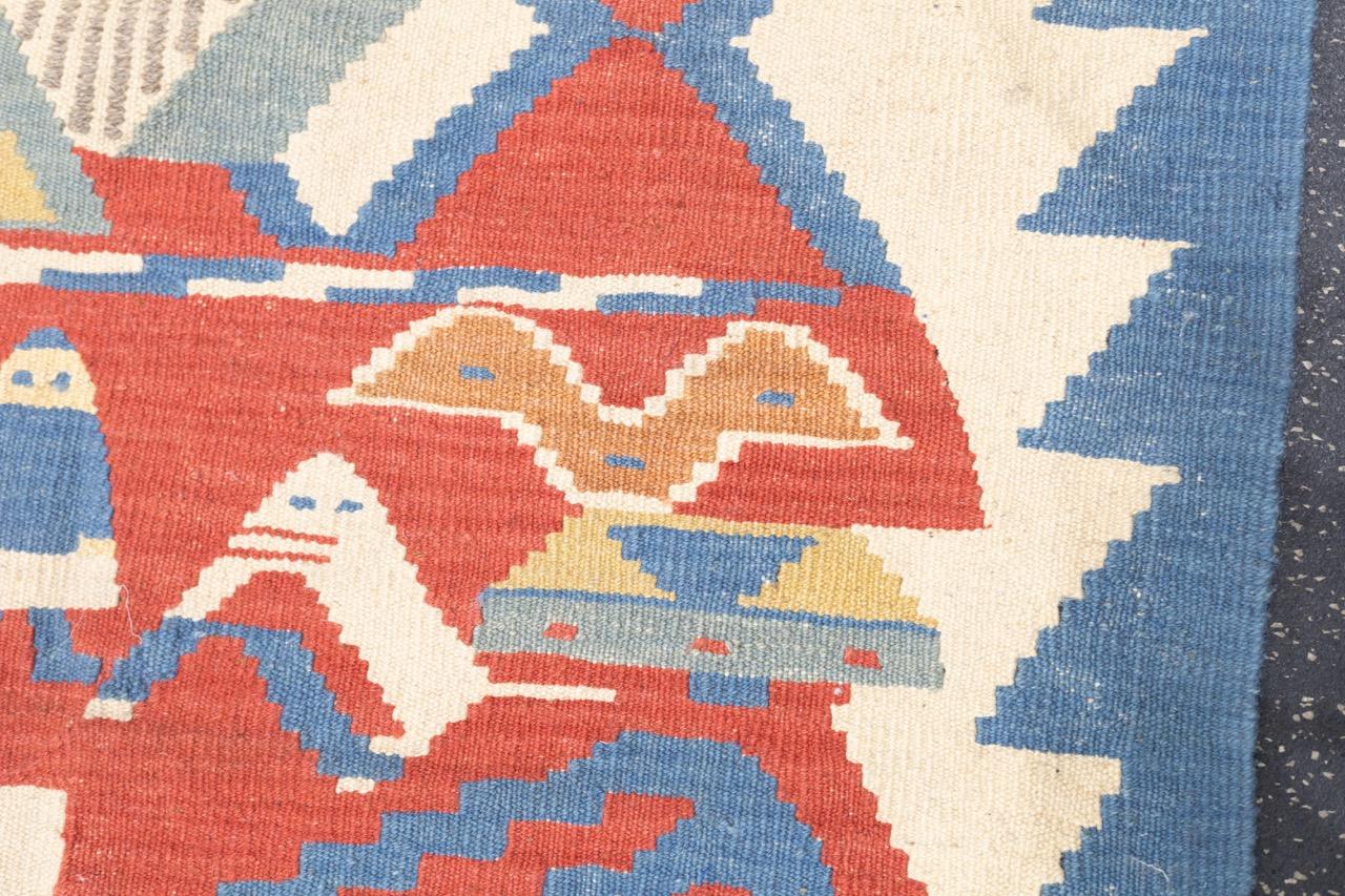 Feiner türkischer Stammes-Kilim Flachgewebe-Wollteppich 2'11
