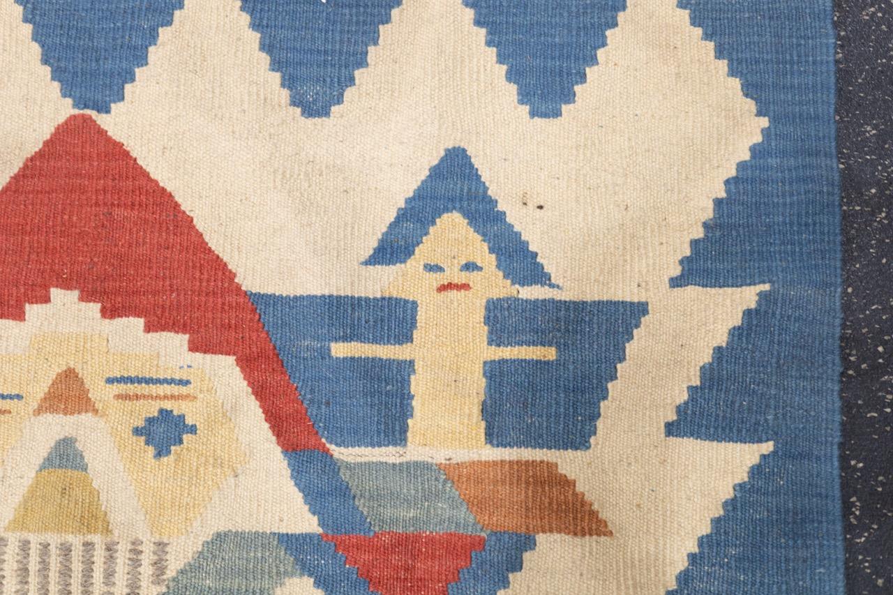 Feiner türkischer Stammes-Kilim Flachgewebe-Wollteppich 2'11