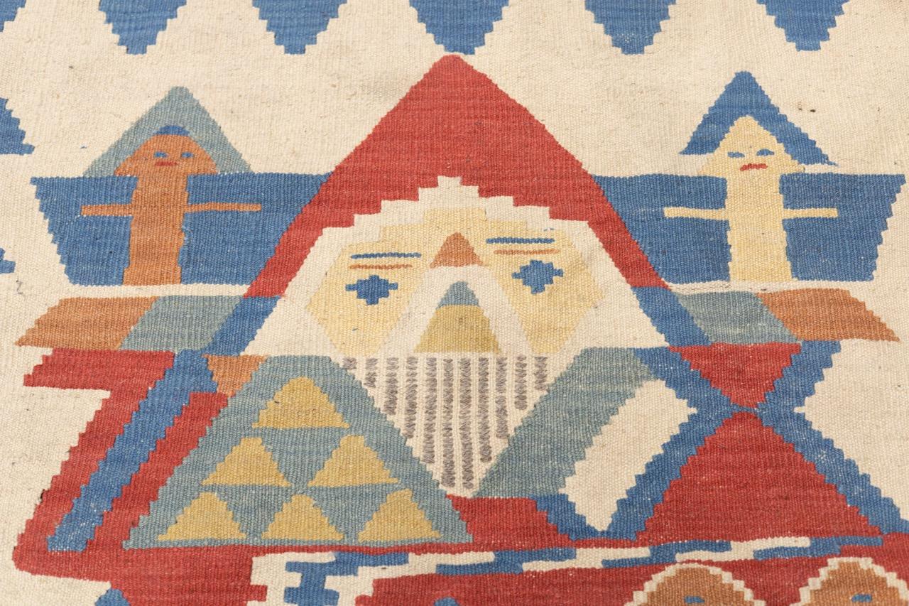 Feiner türkischer Stammes-Kilim Flachgewebe-Wollteppich 2'11