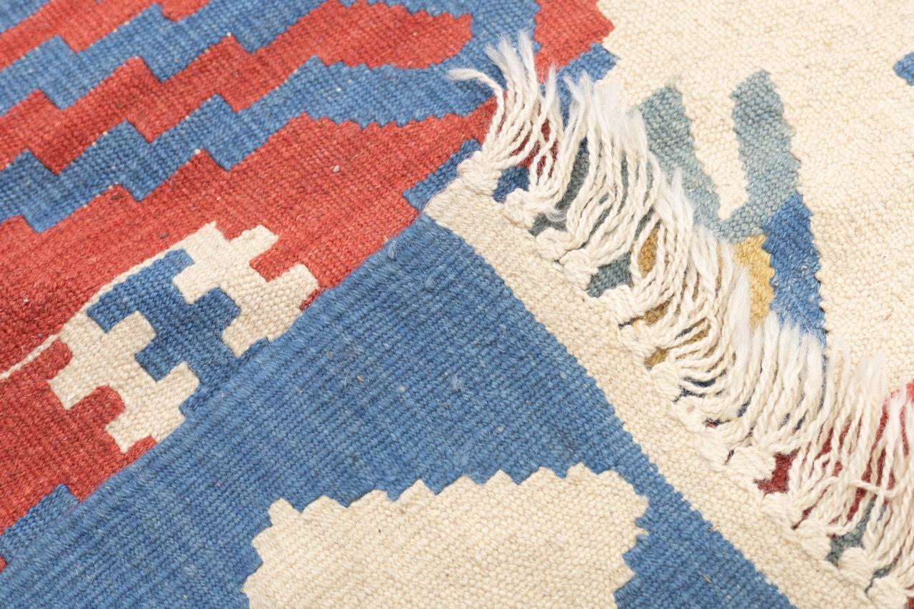 Feiner türkischer Stammes-Kilim Flachgewebe-Wollteppich 2'11