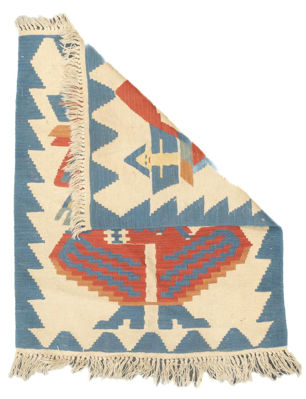 Feiner türkischer Stammes-Kilim Flachgewebe-Wollteppich 2'11