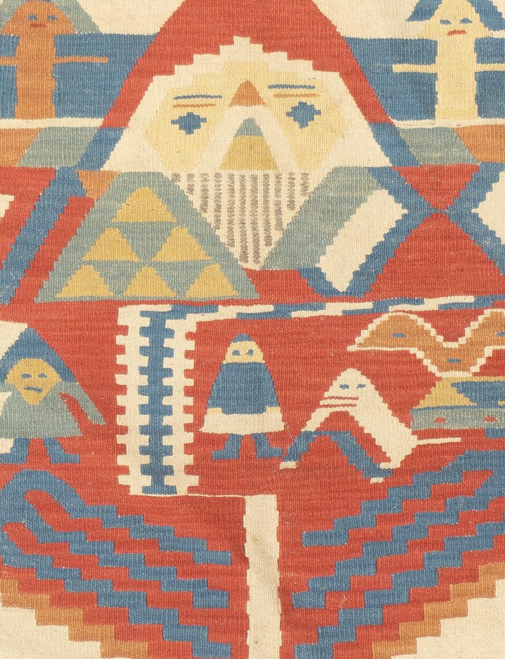 Feiner türkischer Stammes-Kilim Flachgewebe-Wollteppich 2'11