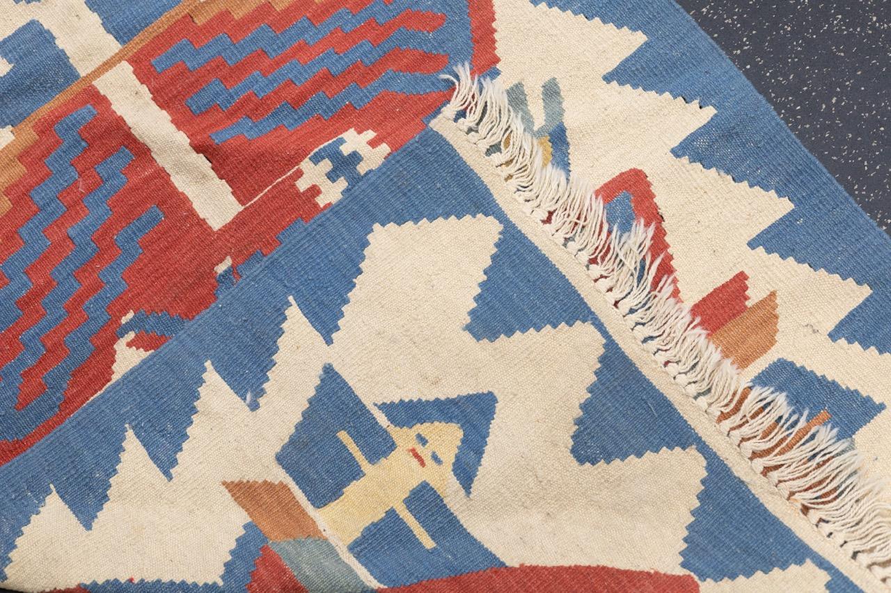 Feiner türkischer Stammes-Kilim Flachgewebe-Wollteppich 2'11