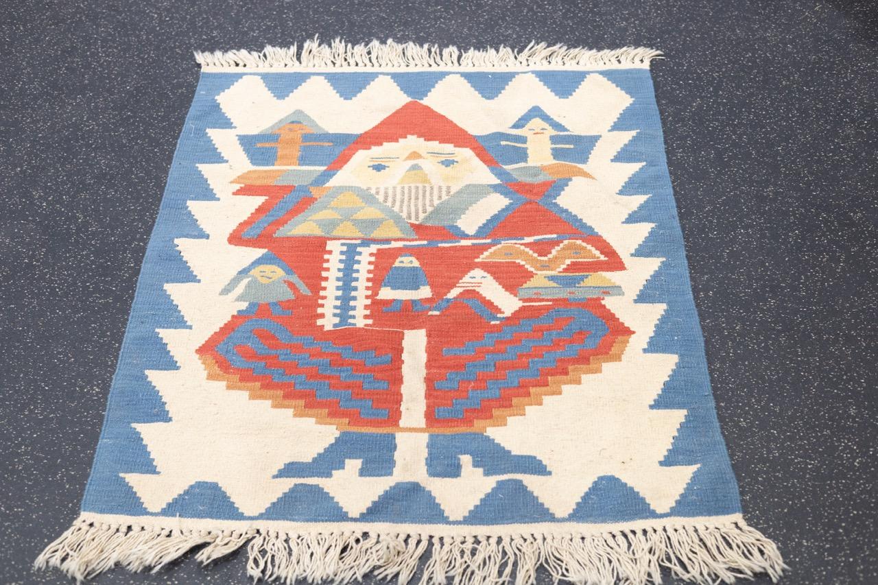 Feiner türkischer Stammes-Kilim Flachgewebe-Wollteppich 2'11