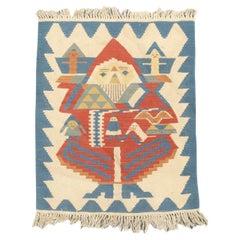 Feiner türkischer Stammes-Kilim Flachgewebe-Wollteppich 2'11" x 3'7
