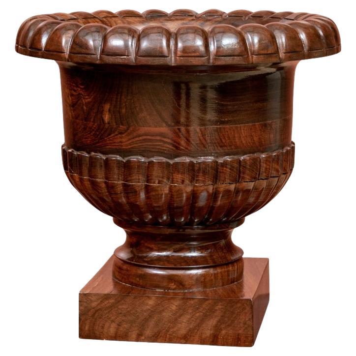 Fine Turned Wood Footed Urn