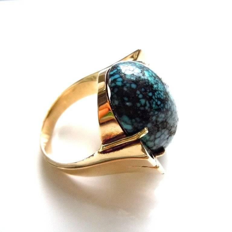 Fine Turquoise 14 Karat Ring In Good Condition In Roxbury, CT