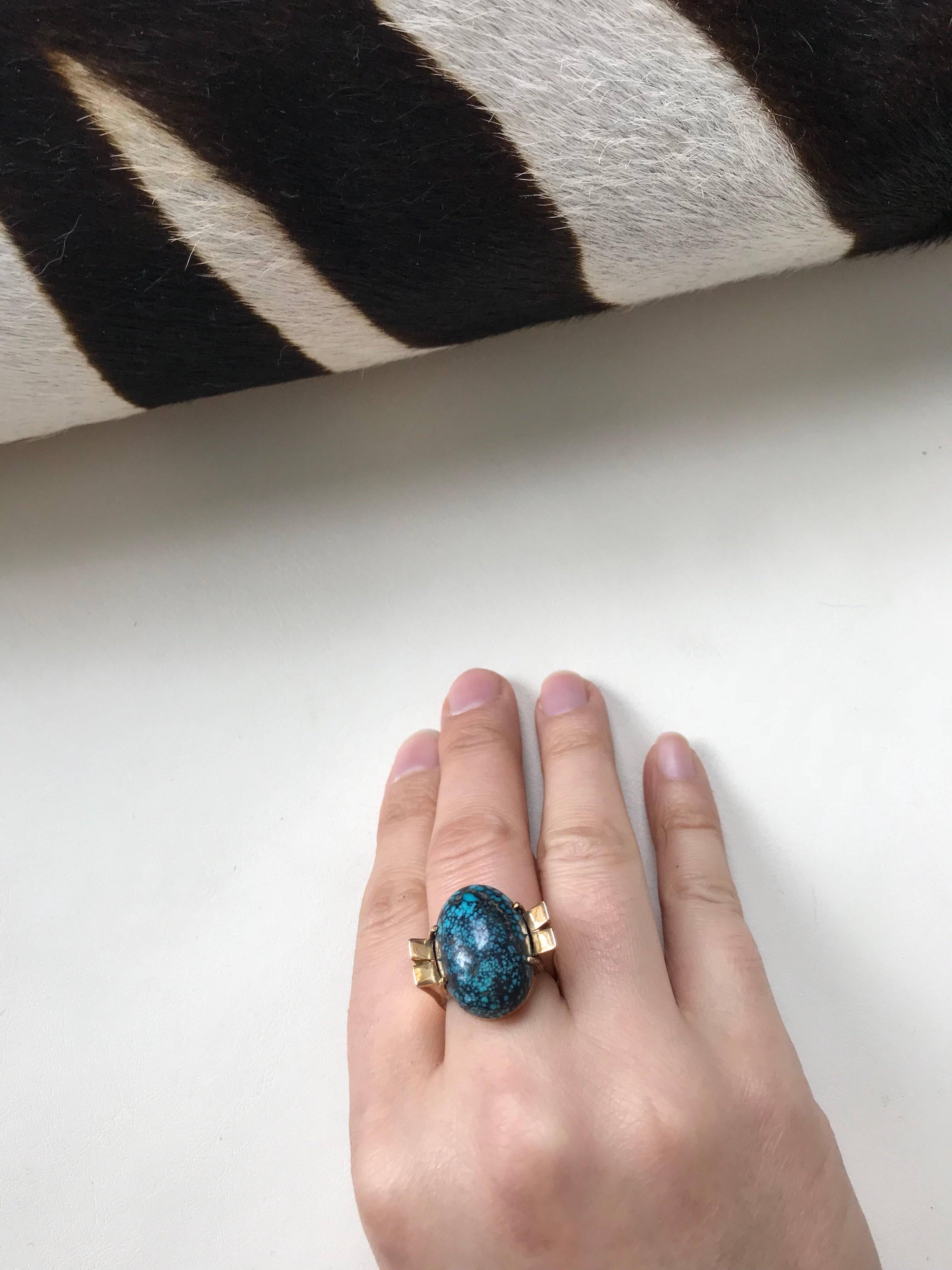 Women's or Men's Fine Turquoise 14 Karat Ring