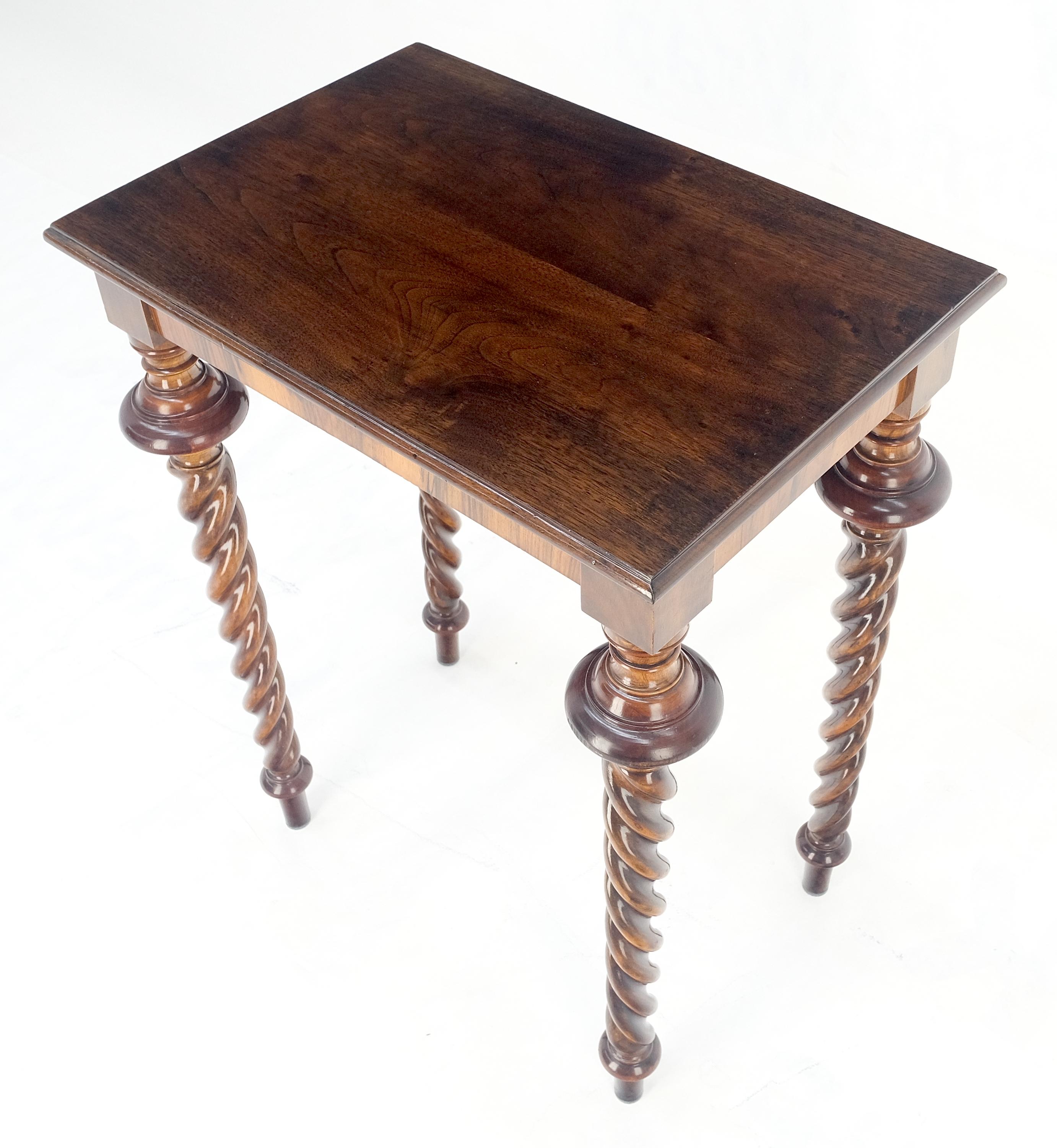 Fine Twisted Rope Carved Turned Solid Rosewood Leg Rectangle Top Lamp Table MINT For Sale 5