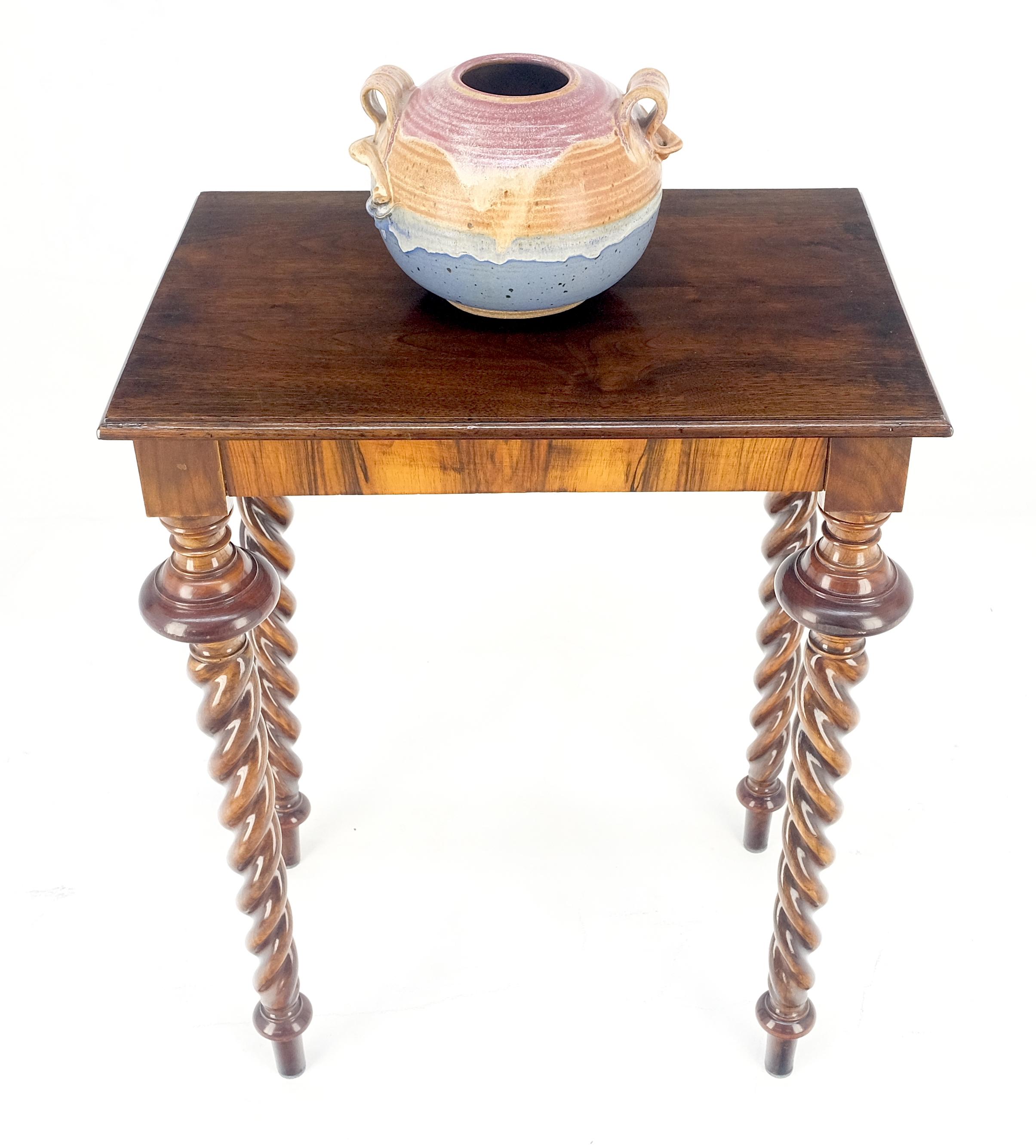 Fine Twisted Rope Carved Turned Solid Rosewood Leg Rectangle Top Lamp Table MINT For Sale 7