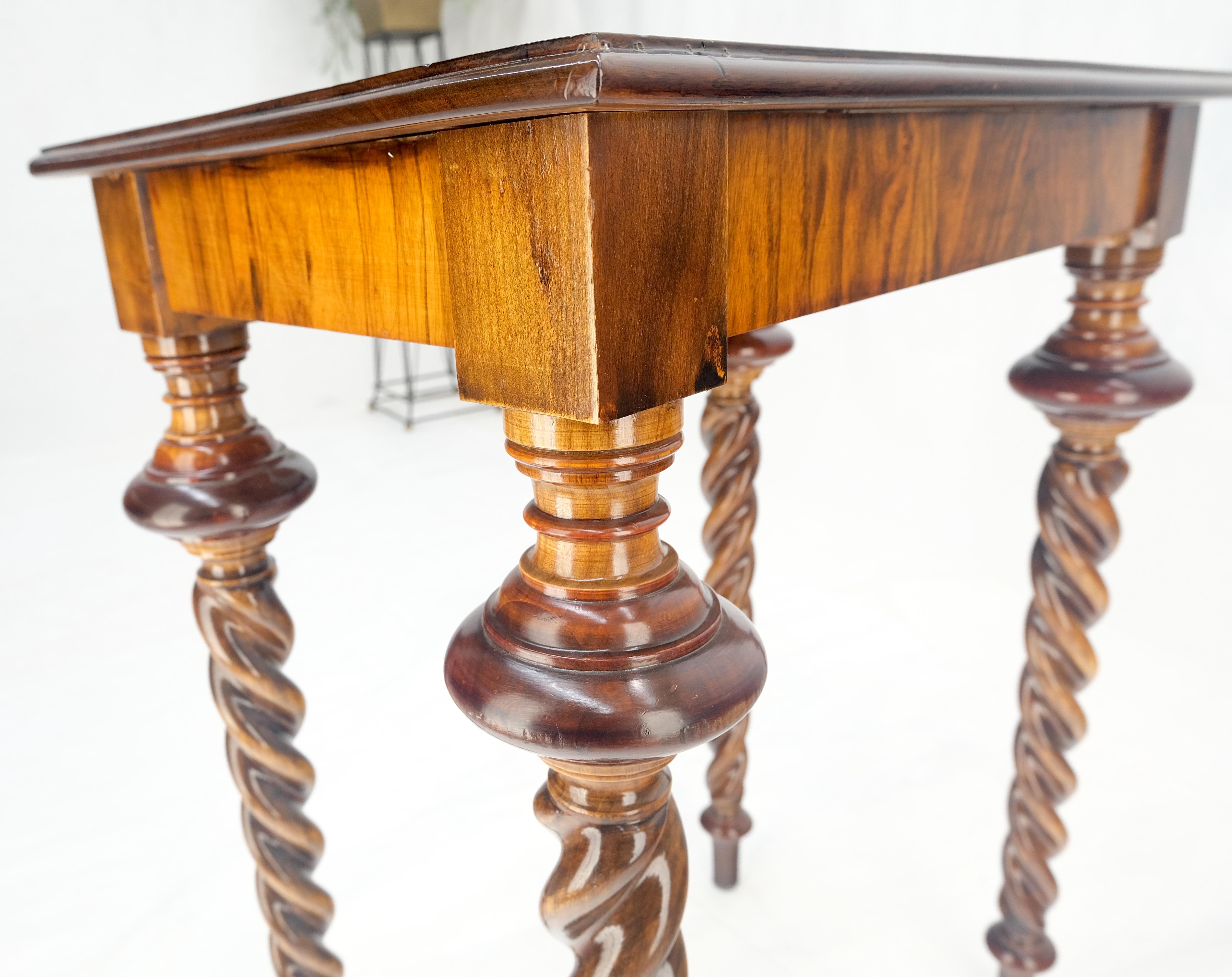 Regency Revival Fine Twisted Rope Carved Turned Solid Rosewood Leg Rectangle Top Lamp Table MINT For Sale