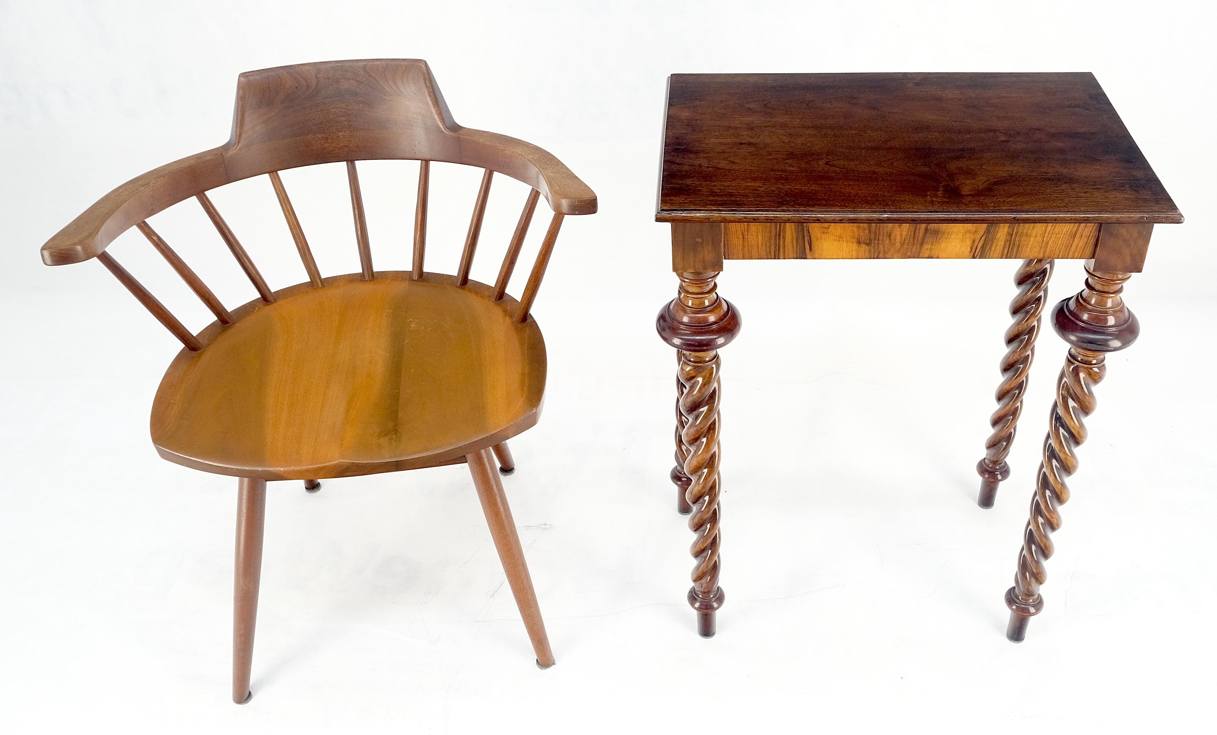 Fine Twisted Rope Carved Turned Solid Rosewood Leg Rectangle Top Lamp Table MINT For Sale 1