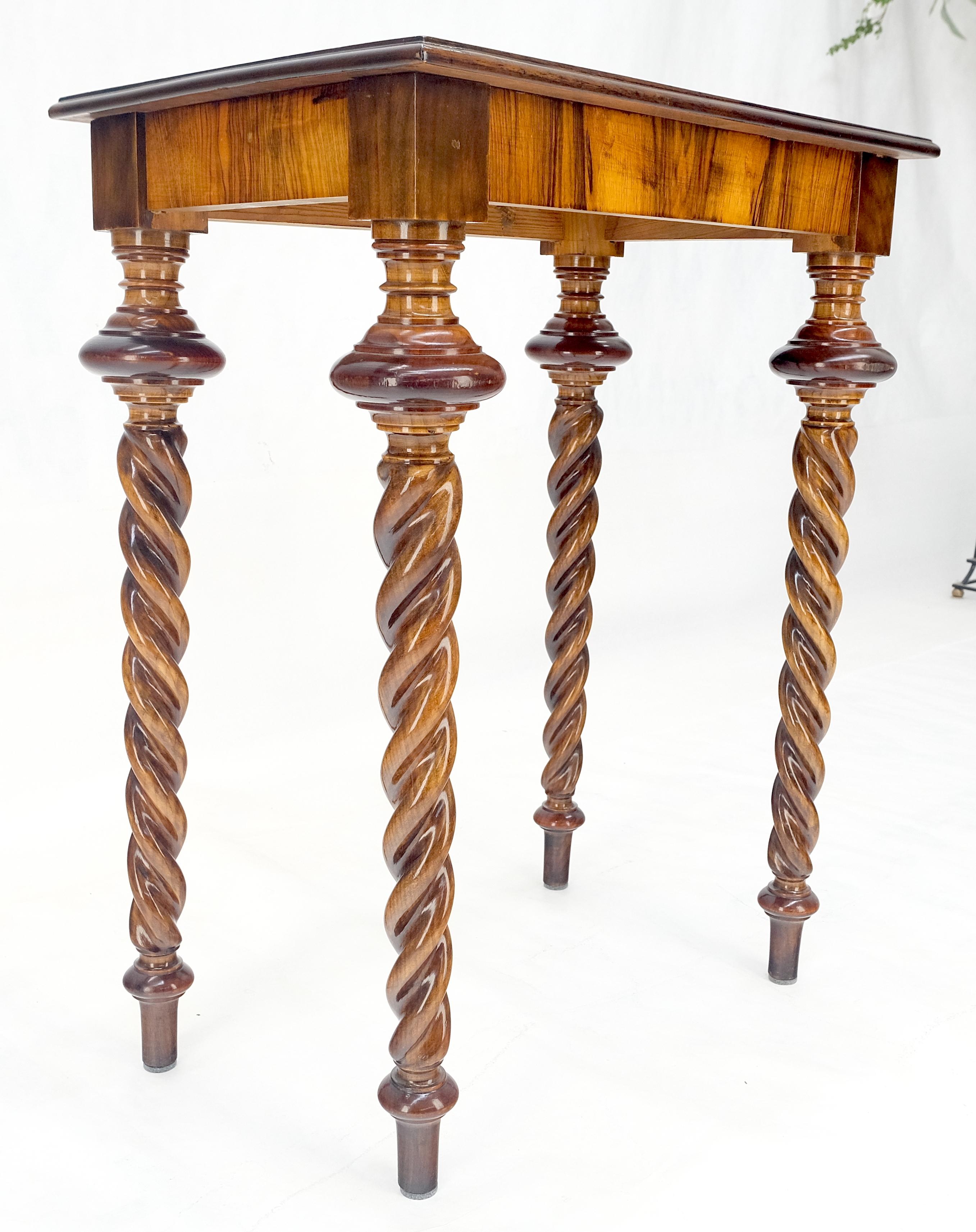 Fine Twisted Rope Carved Turned Solid Rosewood Leg Rectangle Top Lamp Table MINT For Sale 4