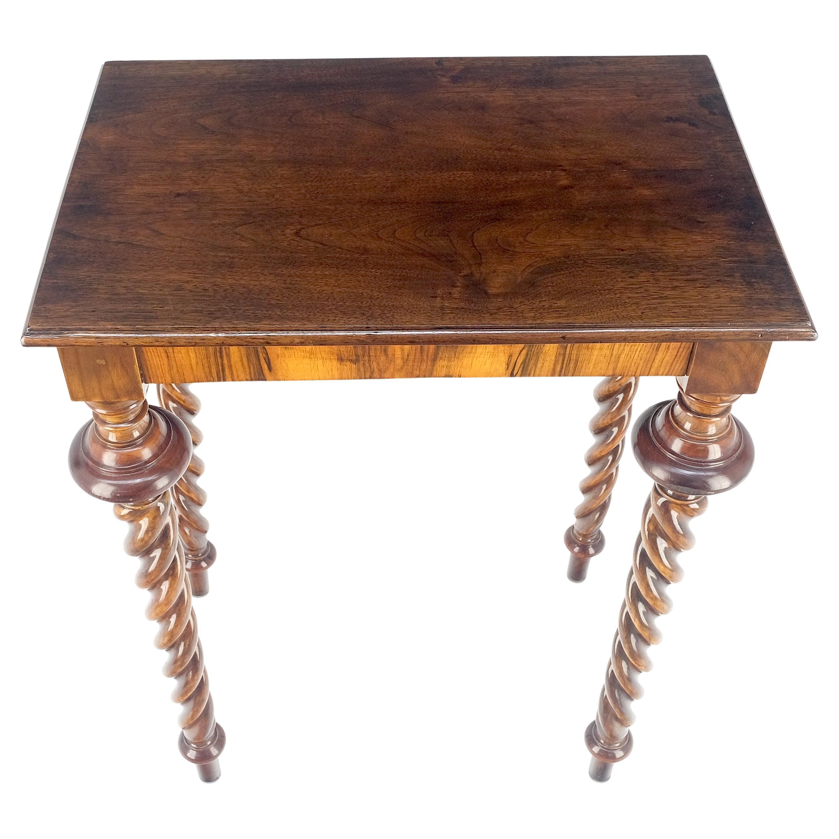 Fine Twisted Rope Carved Turned Solid Rosewood Leg Rectangle Top Lamp Table MINT For Sale